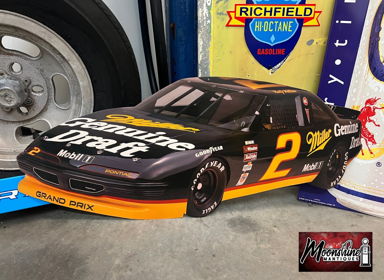 Vtg. 1990's MILLER GENUINE DRAFT Beer Nascar Rusty Wallace Cardboard Sign Vtg. 1990's MILLER GENUINE DRAFT Beer Nascar Rusty Wallace Cardboard Sign