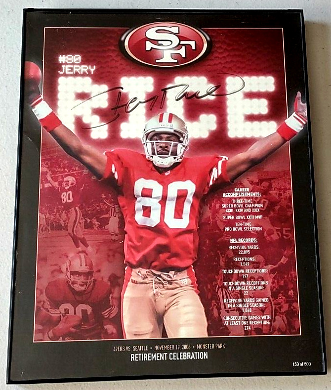 NFL Football Jerry Rice 2006 Autographed Retirement Celebration Poster Numbered