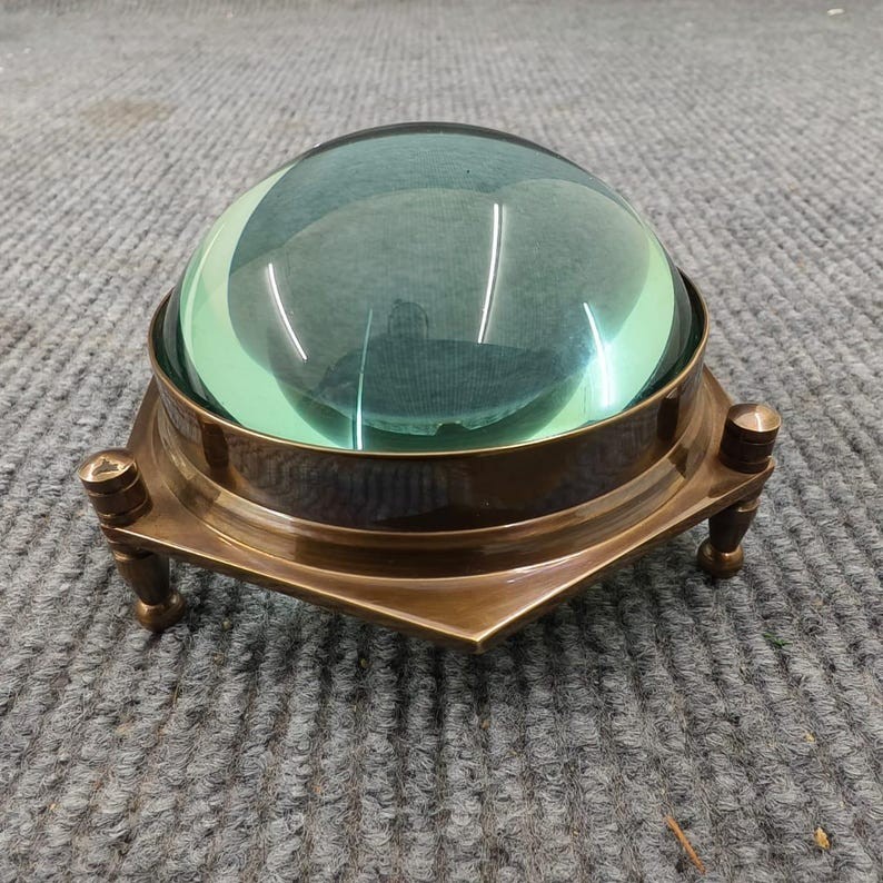 Antique-Style Brass Dome Magnifying Glass Nautical Desk Decorative Handmade Gift Antique-Style Brass Dome Magnifying Glass Nautical Desk Decorative Handmade Gift