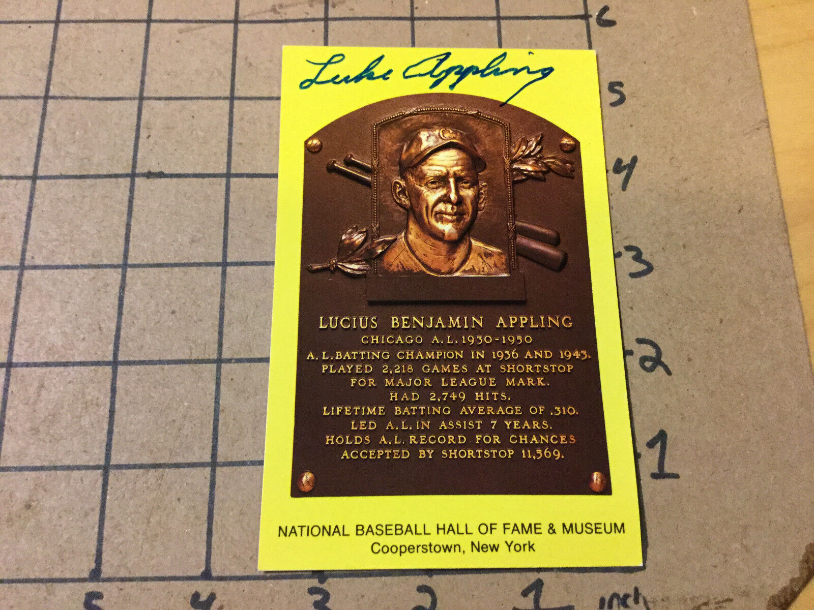 Original SIGNED Baseball item: LUKE APPLING signed Postcard Hall of Fame