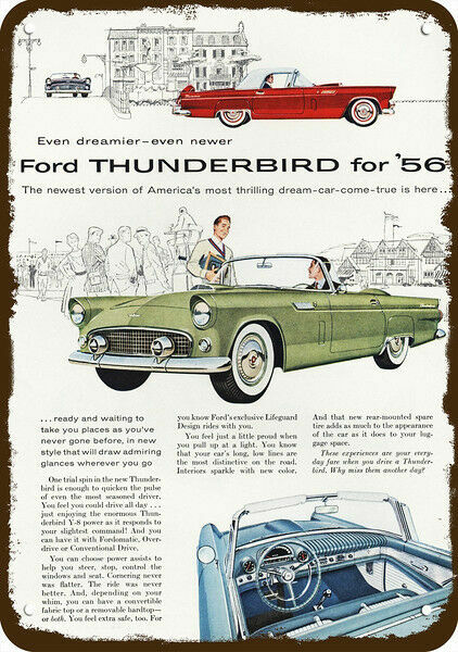 1956 FORD THUNDERBIRD Convertible Car Vintage-Look DECORATIVE REPLICA METAL SIGN 1956 FORD THUNDERBIRD Convertible Car Vintage-Look DECORATIVE REPLICA METAL SIGN