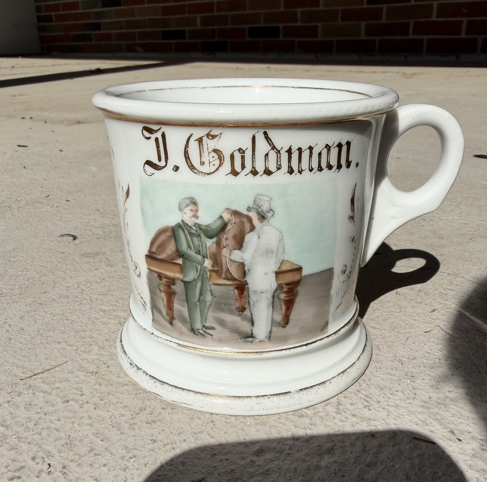 Rare Antique Limoges Original Occupational Tailor or Haberdasher Shaving Mug Rare Antique Limoges Original Occupational Tailor or Haberdasher Shaving Mug