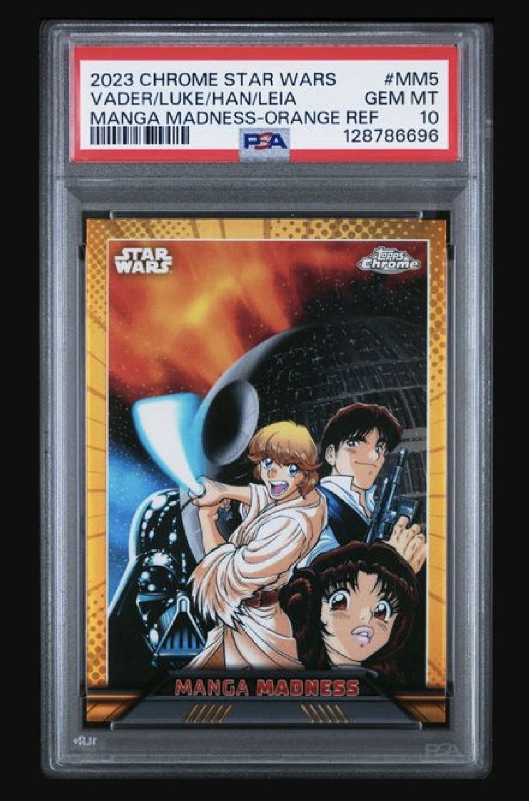 Topps 2023 Chrome Star Wars Manga Madness MM-5 Orange Refractor 12/25 PSA 10