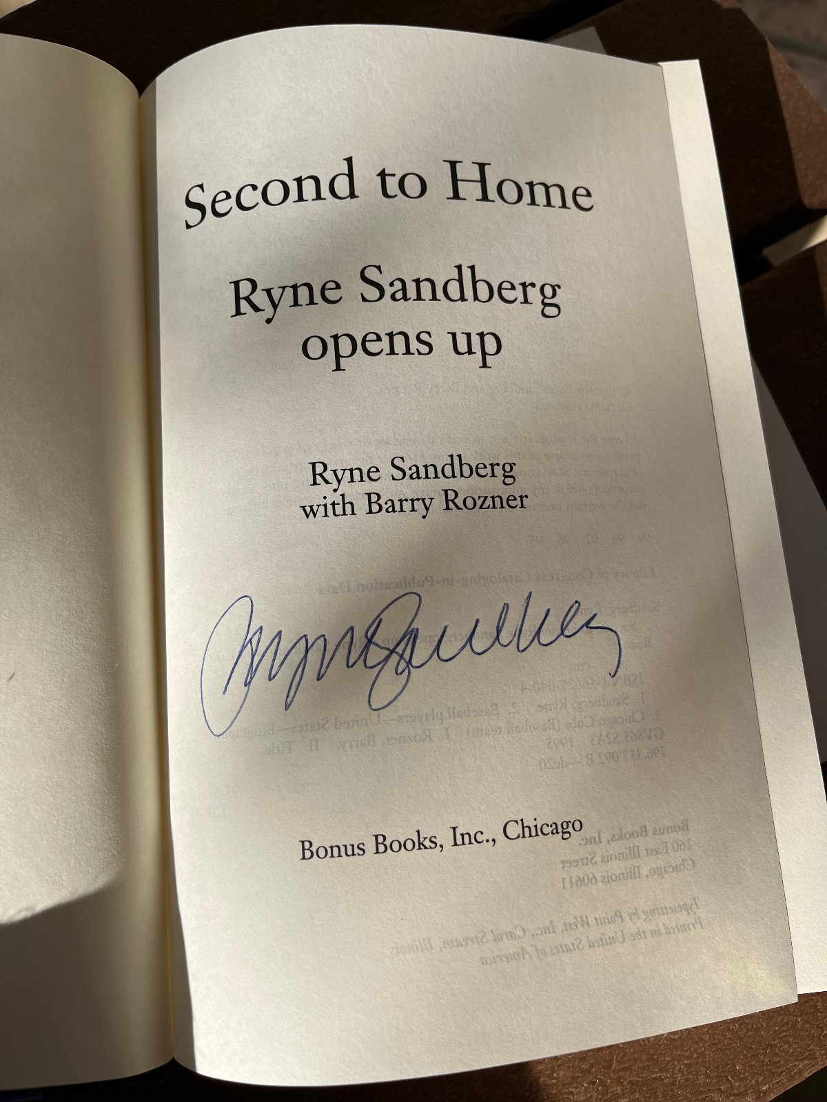 Signed Ryne Sandberg Second to Home Hardcover book + Event Flyer & Receipt Signed Ryne Sandberg Second to Home Hardcover book + Event Flyer & Receipt