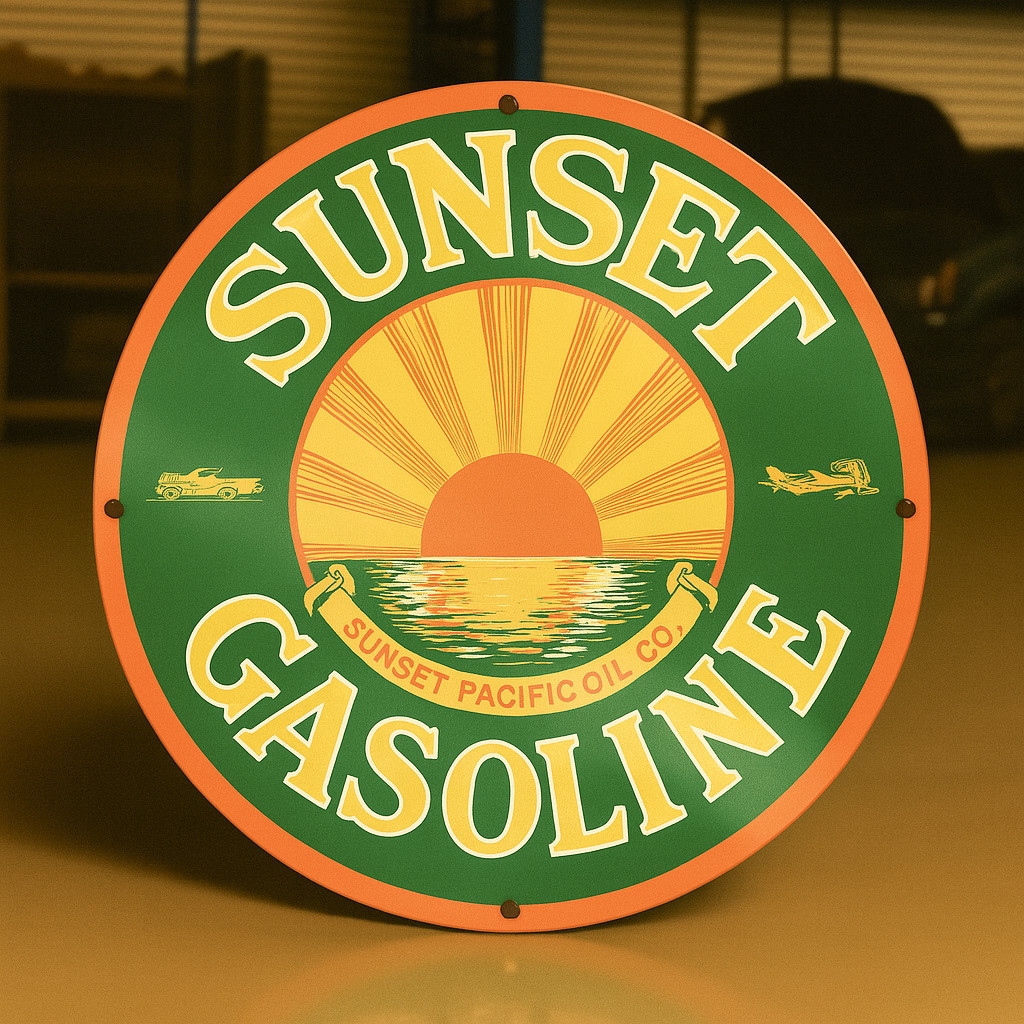 Vintage Sunset Gasoline Heavy Metal Sign XL - 19.7\