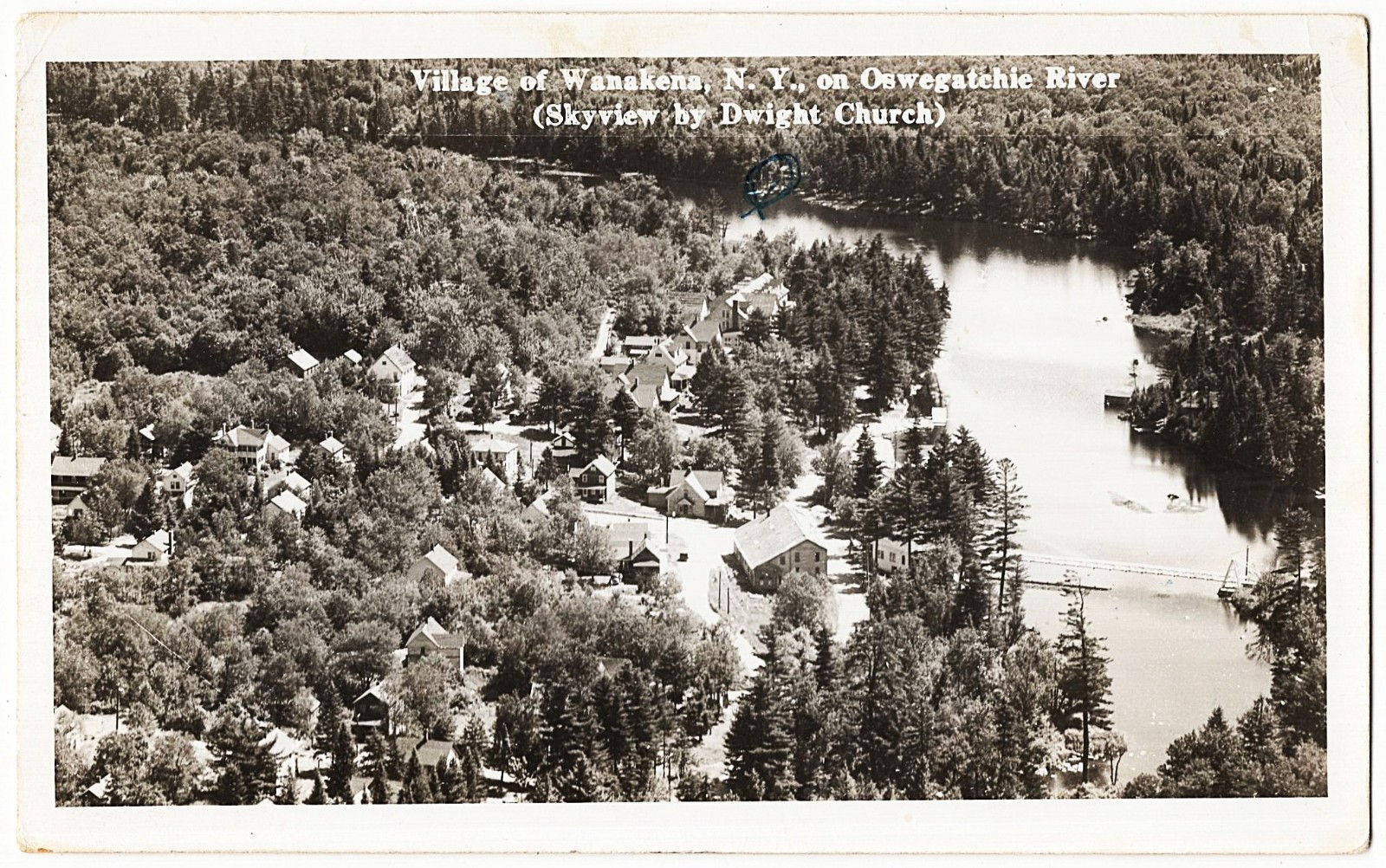 real photo Wanakena NY - Skyview by Dwight Church 1940s postcard RPPC