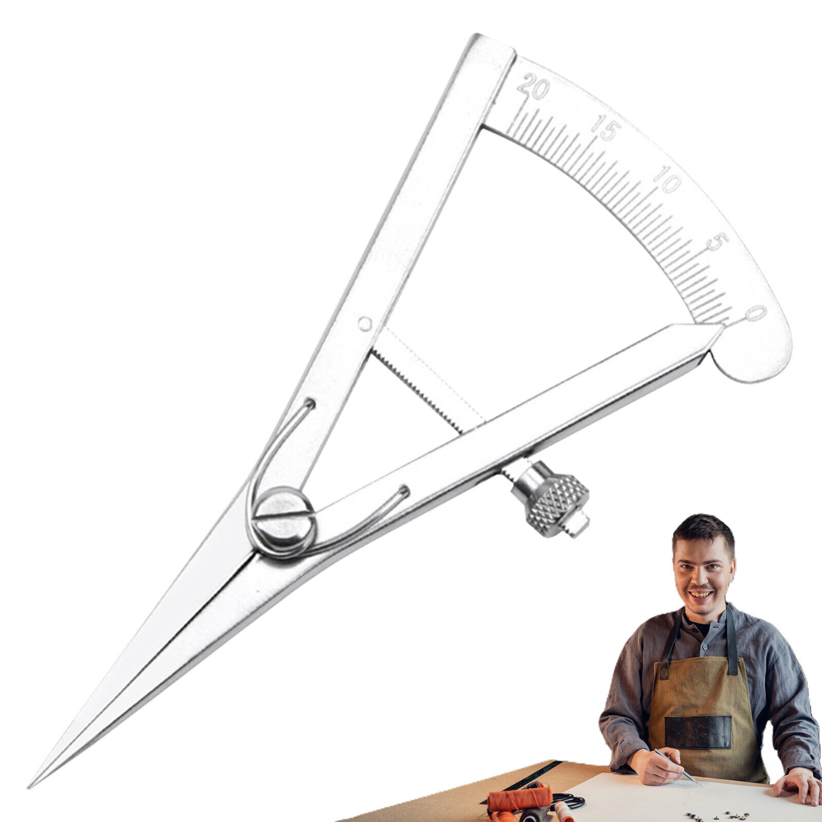 Mini Edge Press Gauge Spring Wing Divider Spacing Compass DIY Leather Craft Tool