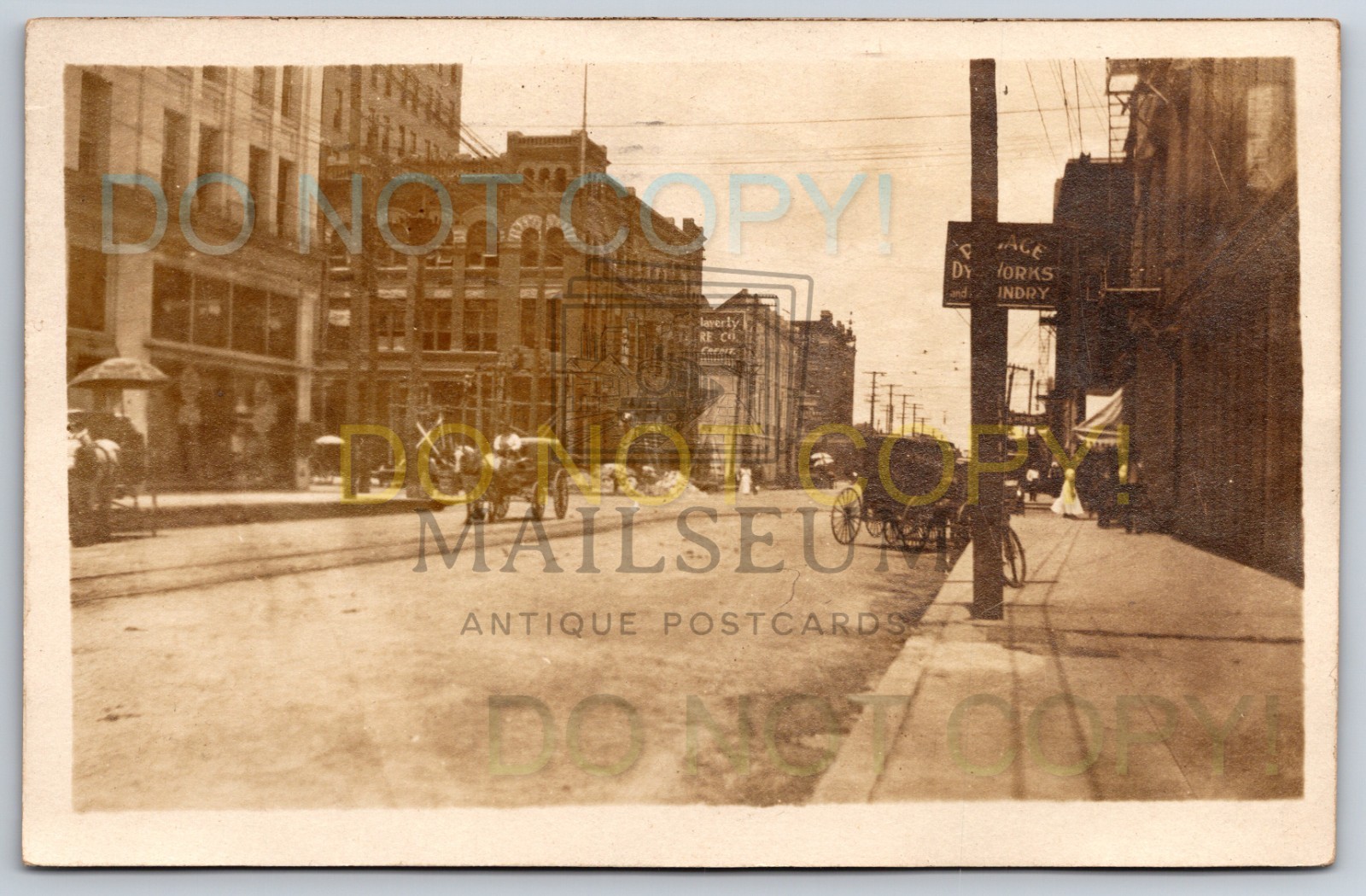 Fannin Street Houston Texas TX Palace Dye Works c1908 Real Photo RPPC