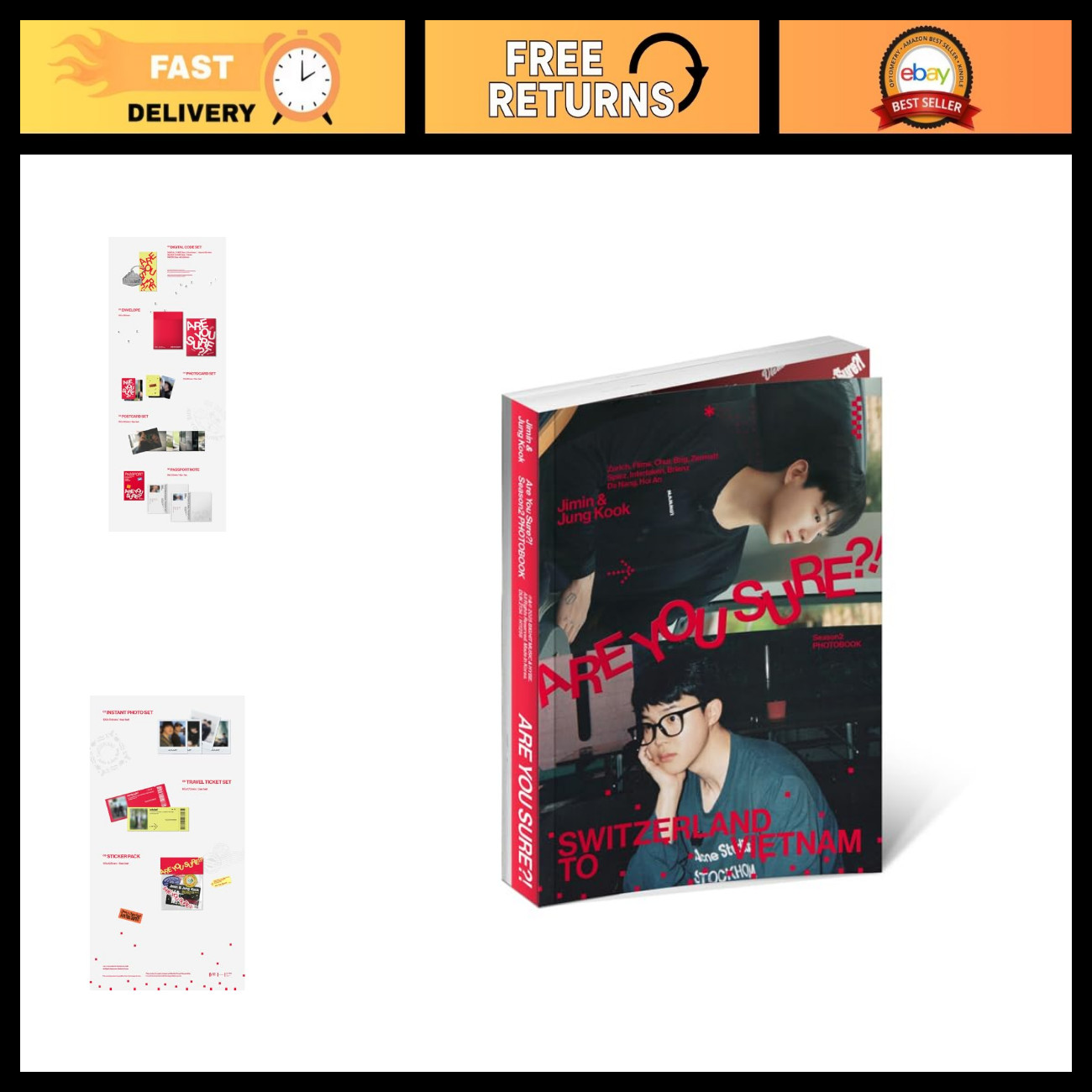 BTS JIMIN X JUNGKOOK [ARE YOU SURE? Season2](PHOTOBOOK) + 3 Extra Photocards Se