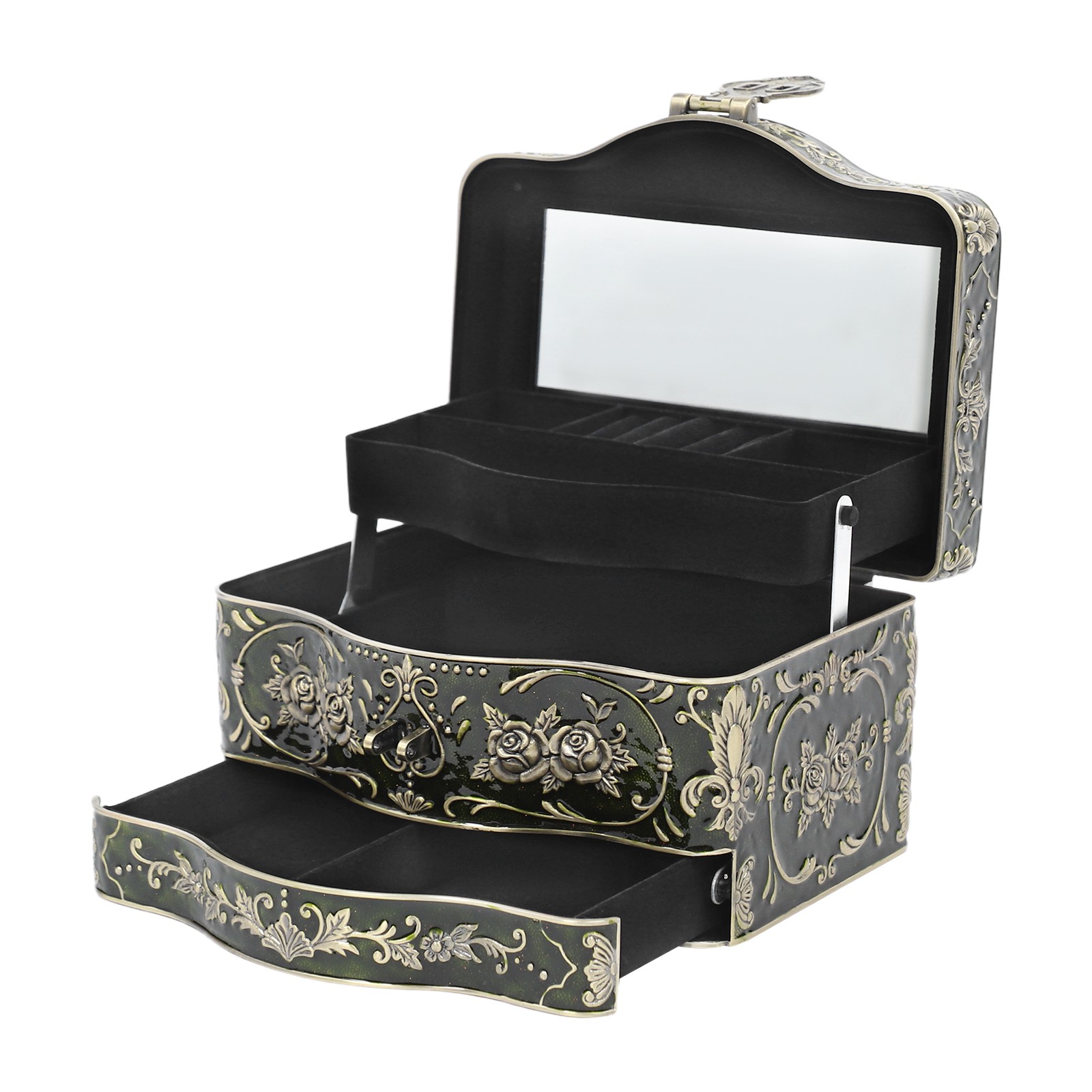 Vintage Jewelry Box 3 Layers Small Trinket Storage Box Decorative Jewelry Organi