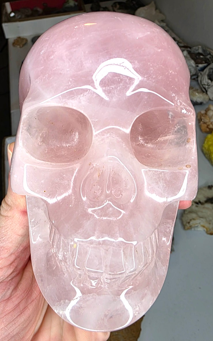 💀 Deep Rose Quartz Realistic Skull — 5