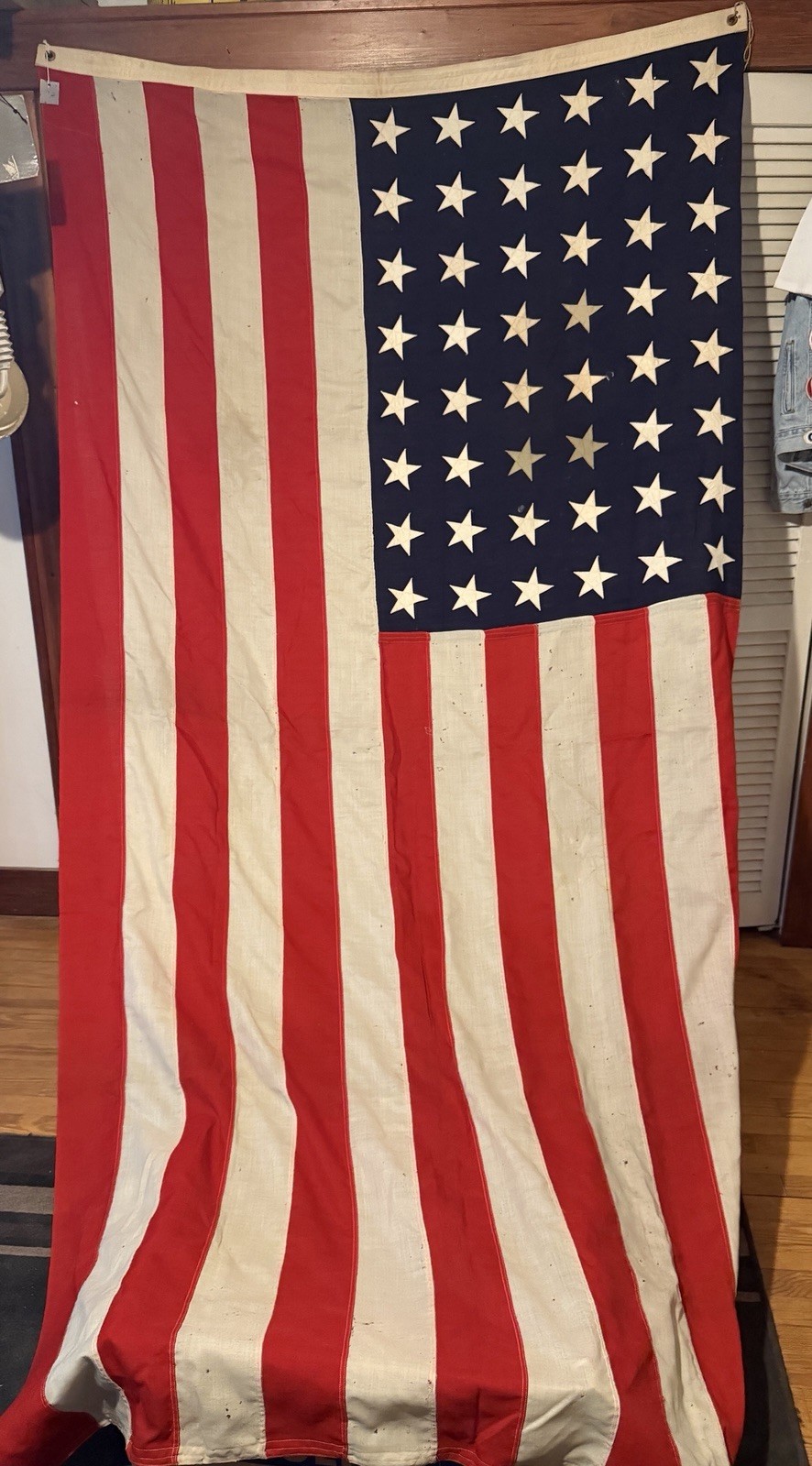 Vintage American Flag 48 Star WW2 Era 9’ X 5’ SHIPS FREE IN USA Vintage American Flag 48 Star WW2 Era 9’ X 5’ SHIPS FREE IN USA