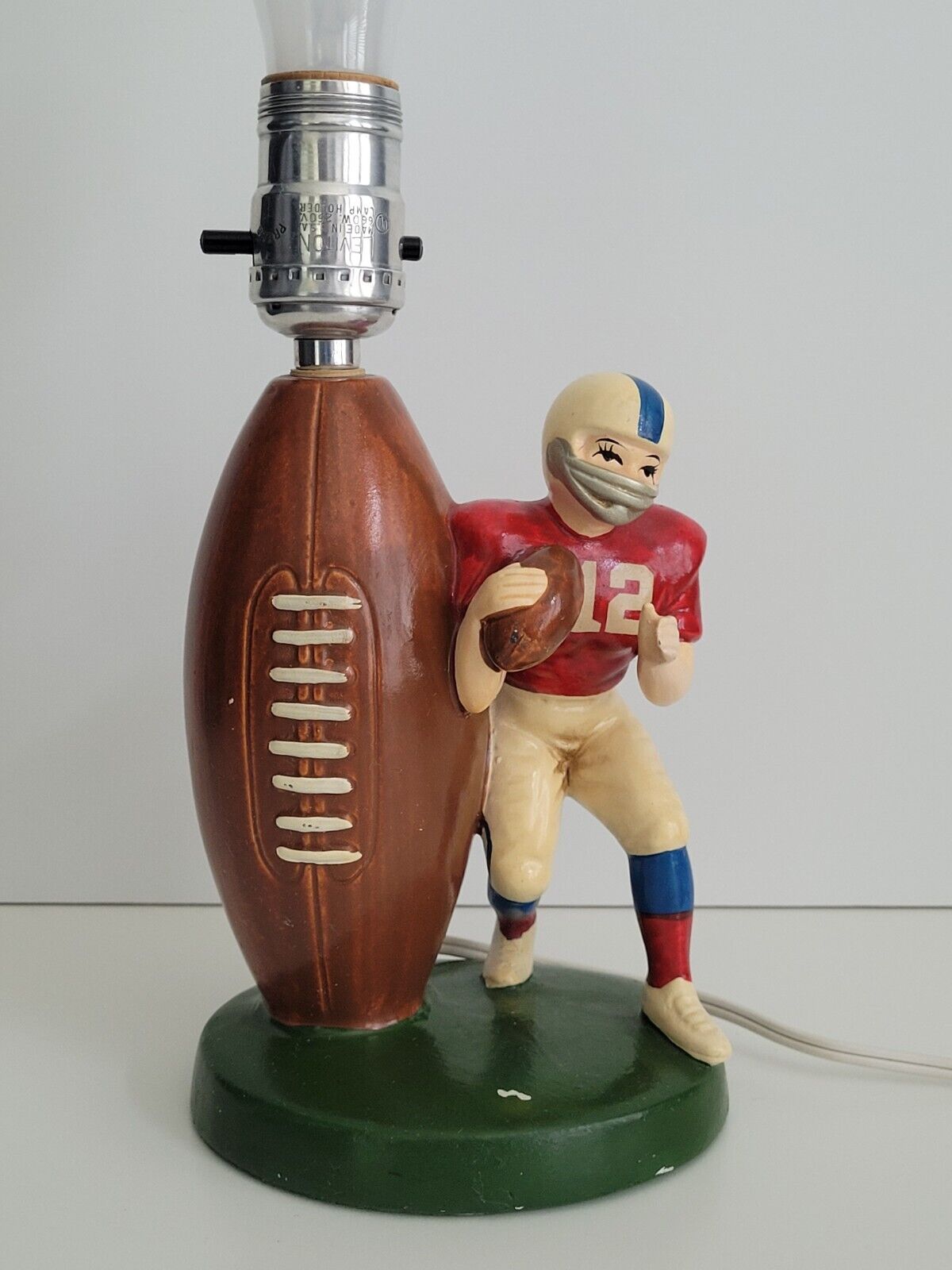 Vintage 1976 Football Lamp NFL Sears Roebuck & Co Player w/o Shade Japan Tested