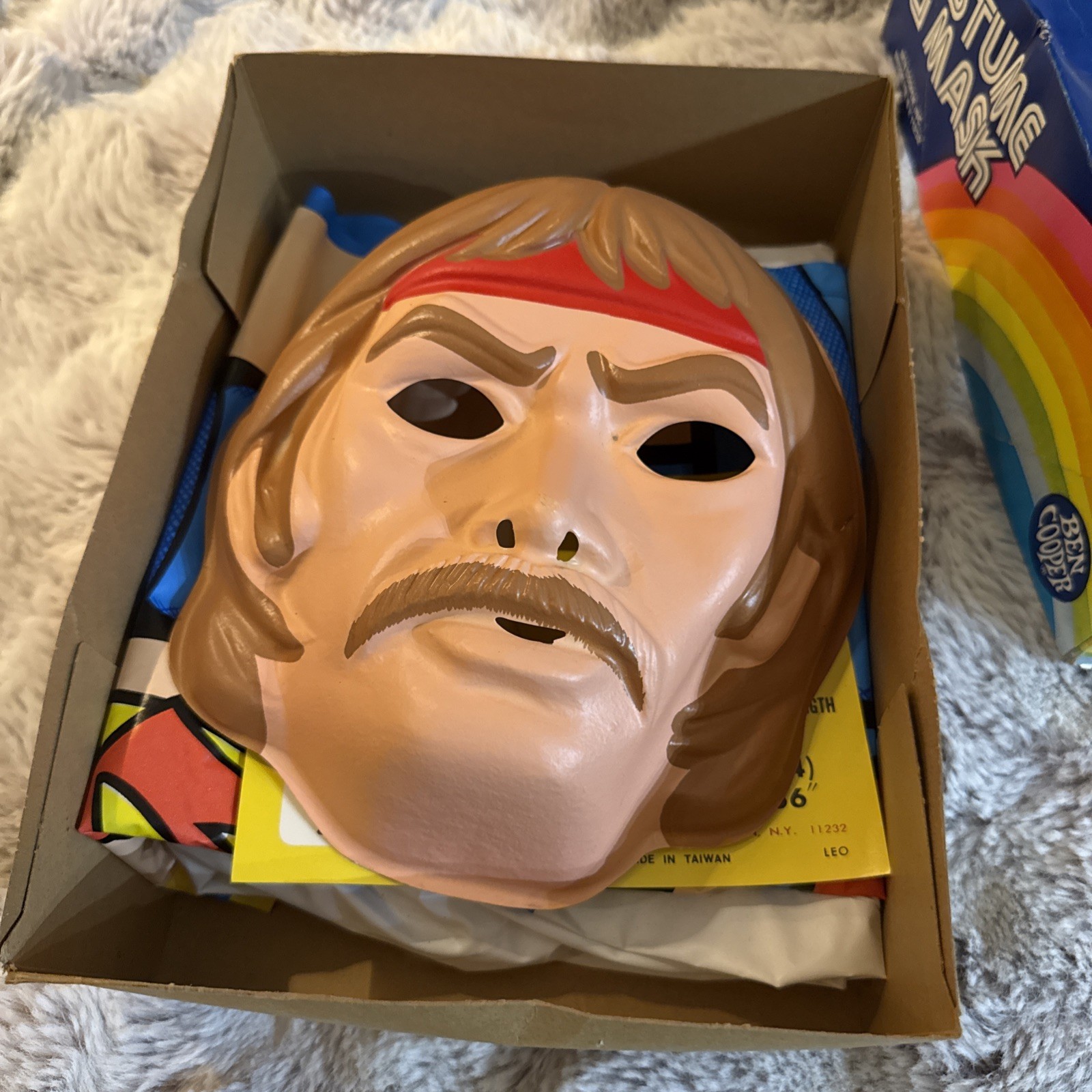 🔥 Vintage 1985 Ben Cooper Chuck Norris Karate Kommandos Costume Mask Large Box