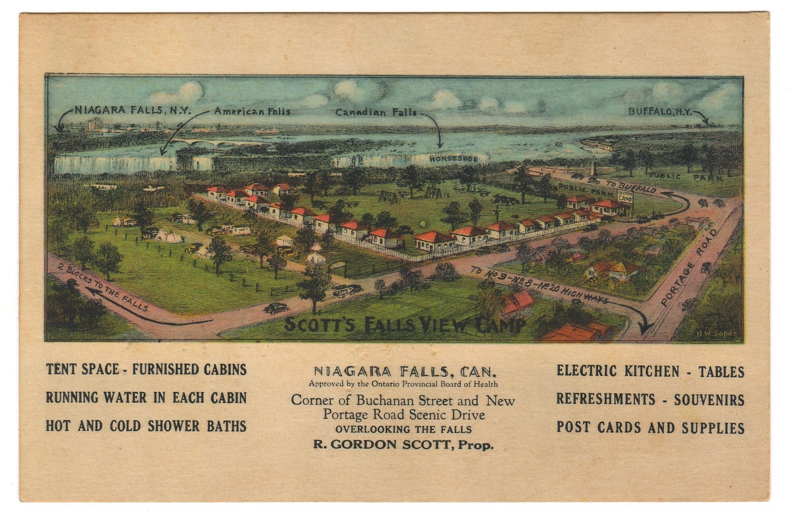 Scotts Falls View Camp Niagara Falls Ontario Postcard