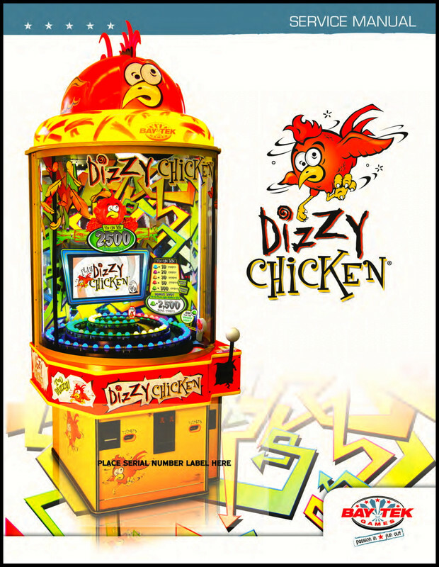 Dizzy Chicken Arcade Redemption Game Operation/Service/Repair Manual Bay Tek tA