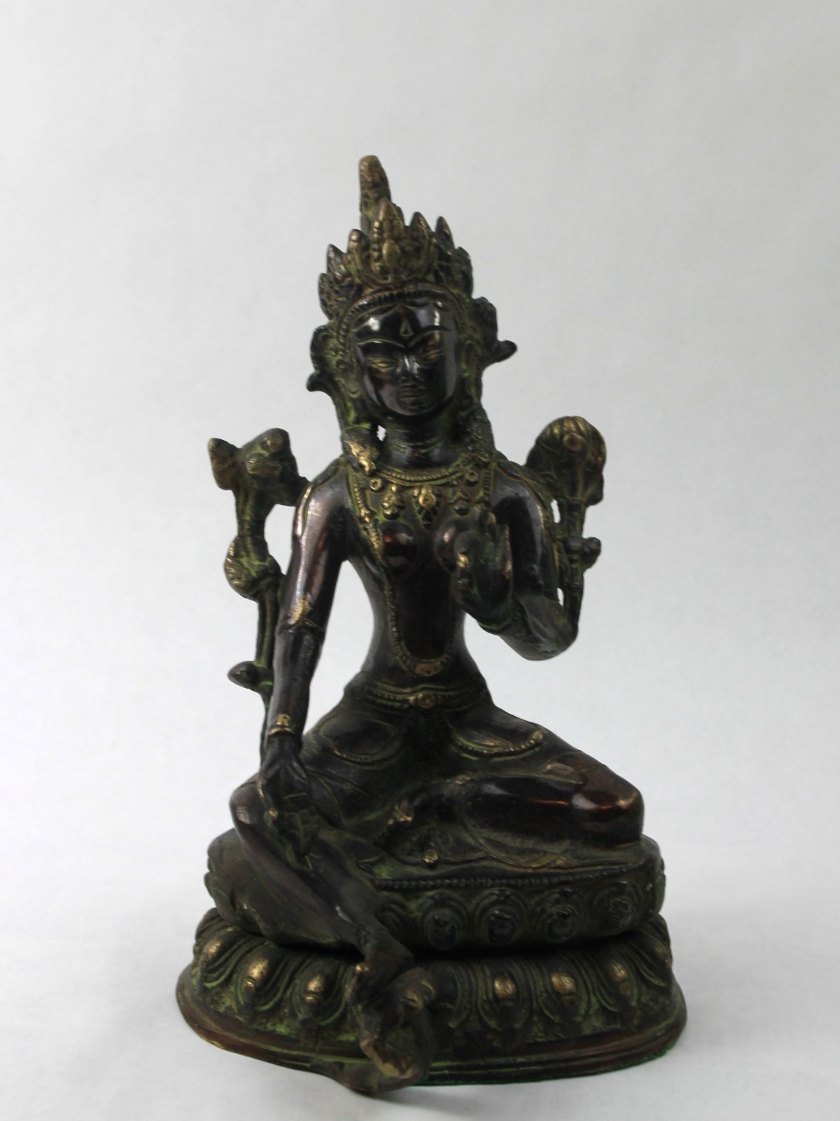 Antique Tibet Nepal Bronze Green Tara Bodhisattva Sculpture Statue Antique Tibet Nepal Bronze Green Tara Bodhisattva Sculpture Statue