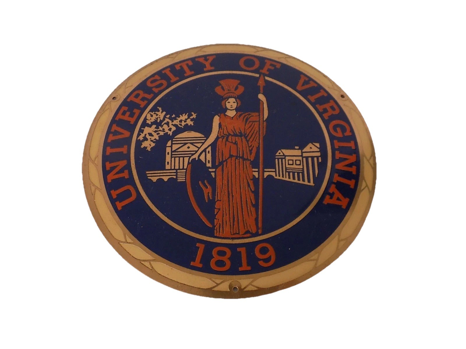 Vintage University of Virginia brass plaque or license plate topper Vintage University of Virginia brass plaque or license plate topper