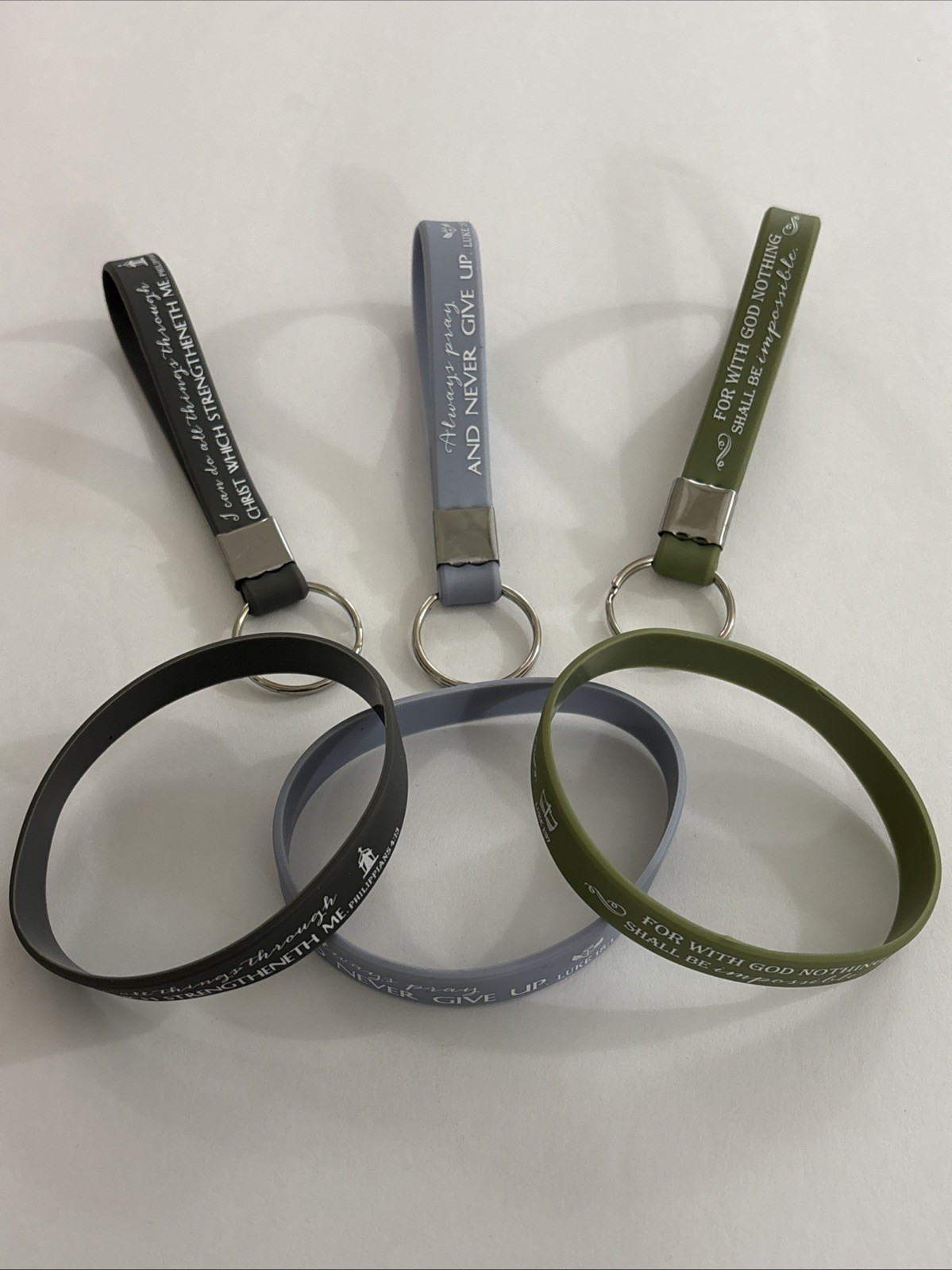 Faith Inspired 6pc Lot Matching Sets Spiritual Key Chains/Bracelets Brand New Faith Inspired 6pc Lot Matching Sets Spiritual Key Chains/Bracelets Brand New
