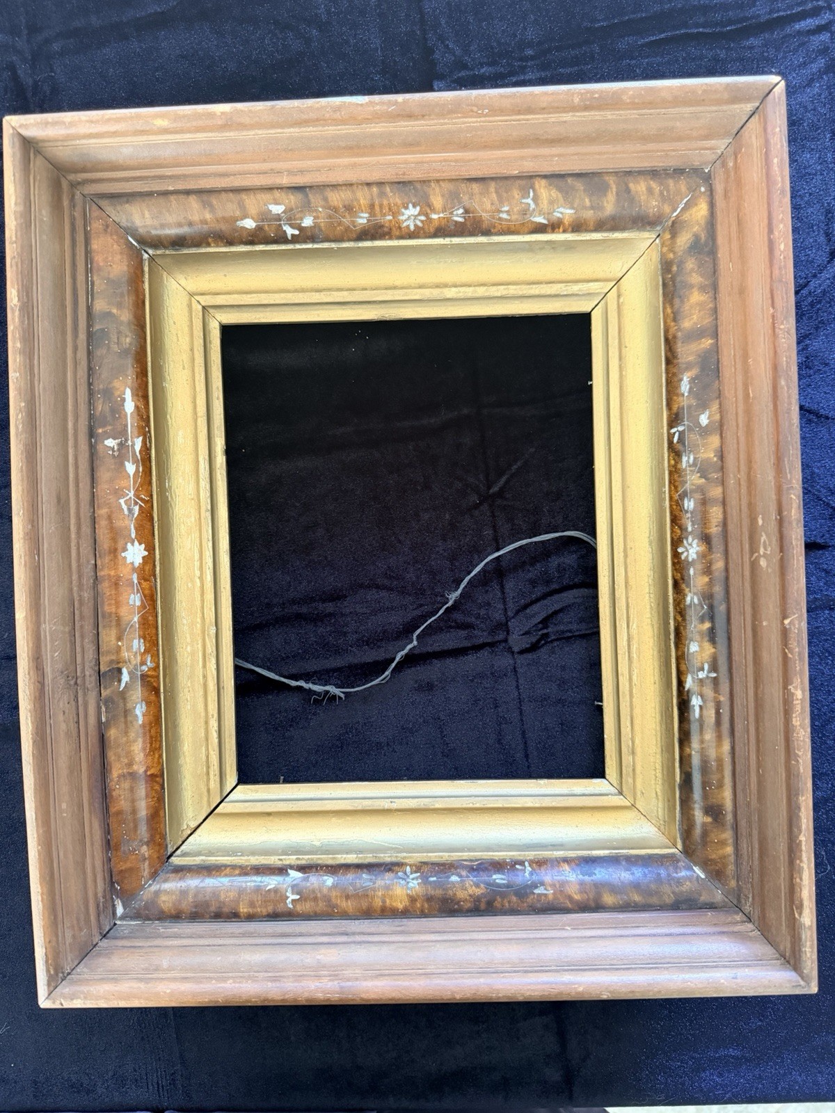 Antique Victorian Deep Well Frame Faux Tortoise Burl Inlay Detail Fits 8x10 Art Antique Victorian Deep Well Frame Faux Tortoise Burl Inlay Detail Fits 8x10 Art