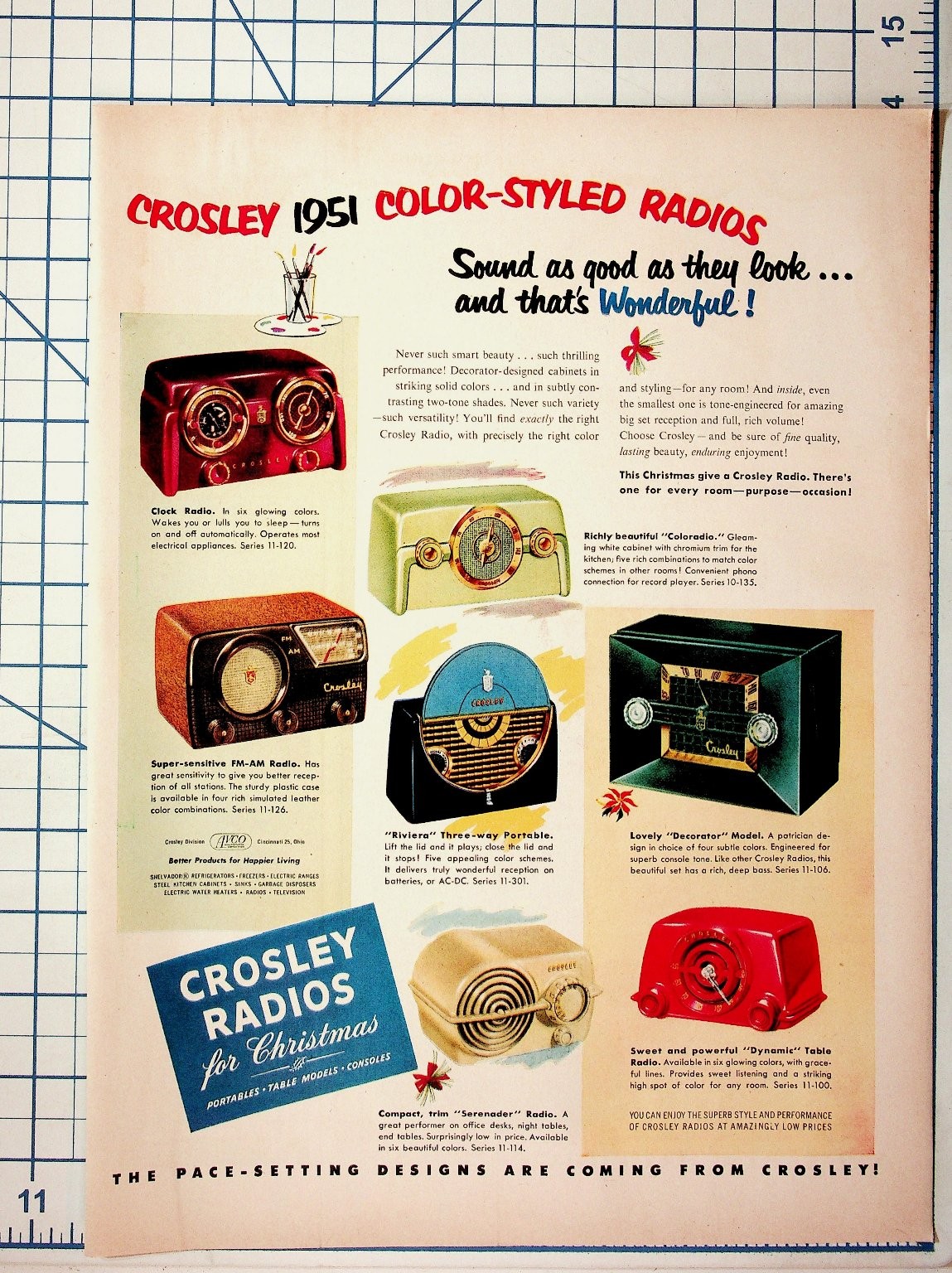 Vintage 1950 Crosley 1951 Color-Styled Radios Christmas Magazine Print Ad Vintage 1950 Crosley 1951 Color-Styled Radios Christmas Magazine Print Ad