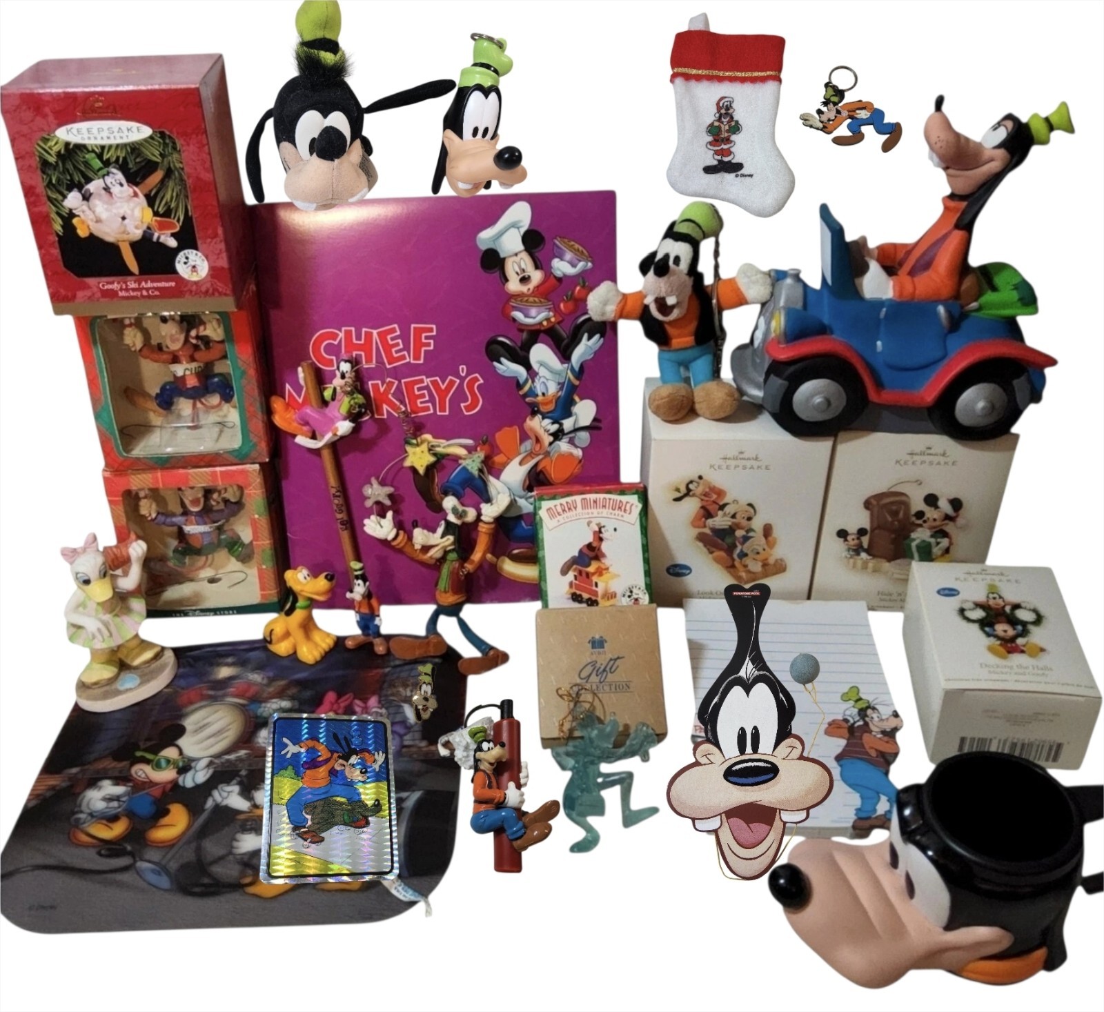 VTG Hallmark Disney 2009-11 Goofy lot Mickey Friends Xmas Ornament Keychain Car 
