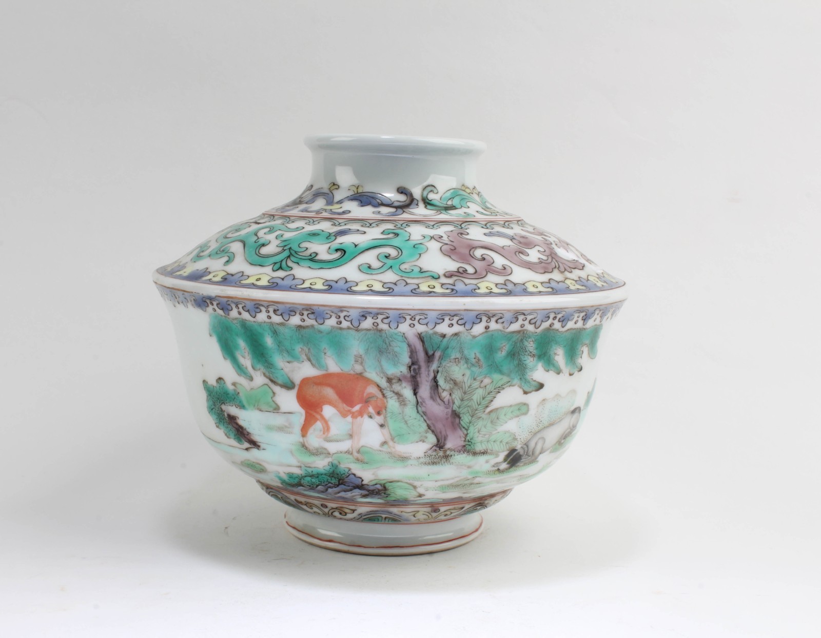 Antique Chinese Wucai Pot. 'KangXi' mark at base