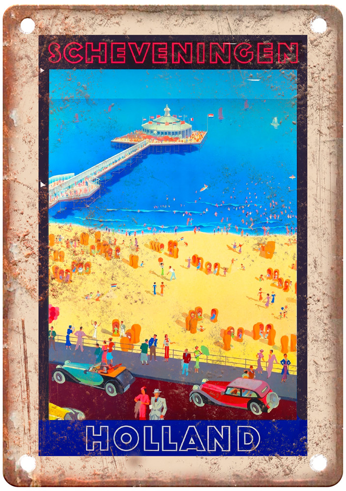 Vintage Scheveningen Holland 1938 Travel Poster Retro Look Sign T1113 Vintage Scheveningen Holland 1938 Travel Poster Retro Look Sign T1113