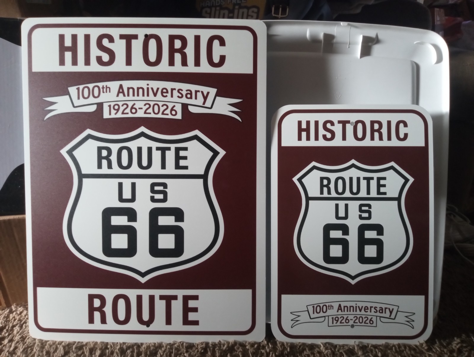 2 Historic US Route 66 New Original Aluminum 100th Ann. Signs 24”X18 2 Historic US Route 66 New Original Aluminum 100th Ann. Signs 24”X18
