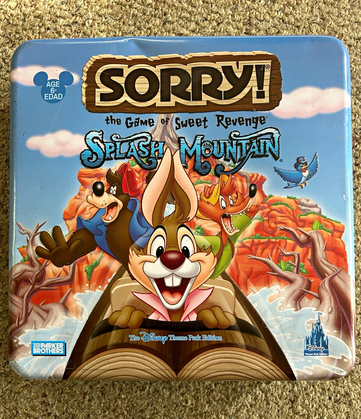 Complete ParkerBrothers Disney SORRY Splash Mountain Theme Park Edition Game Tin Complete ParkerBrothers Disney SORRY Splash Mountain Theme Park Edition Game Tin