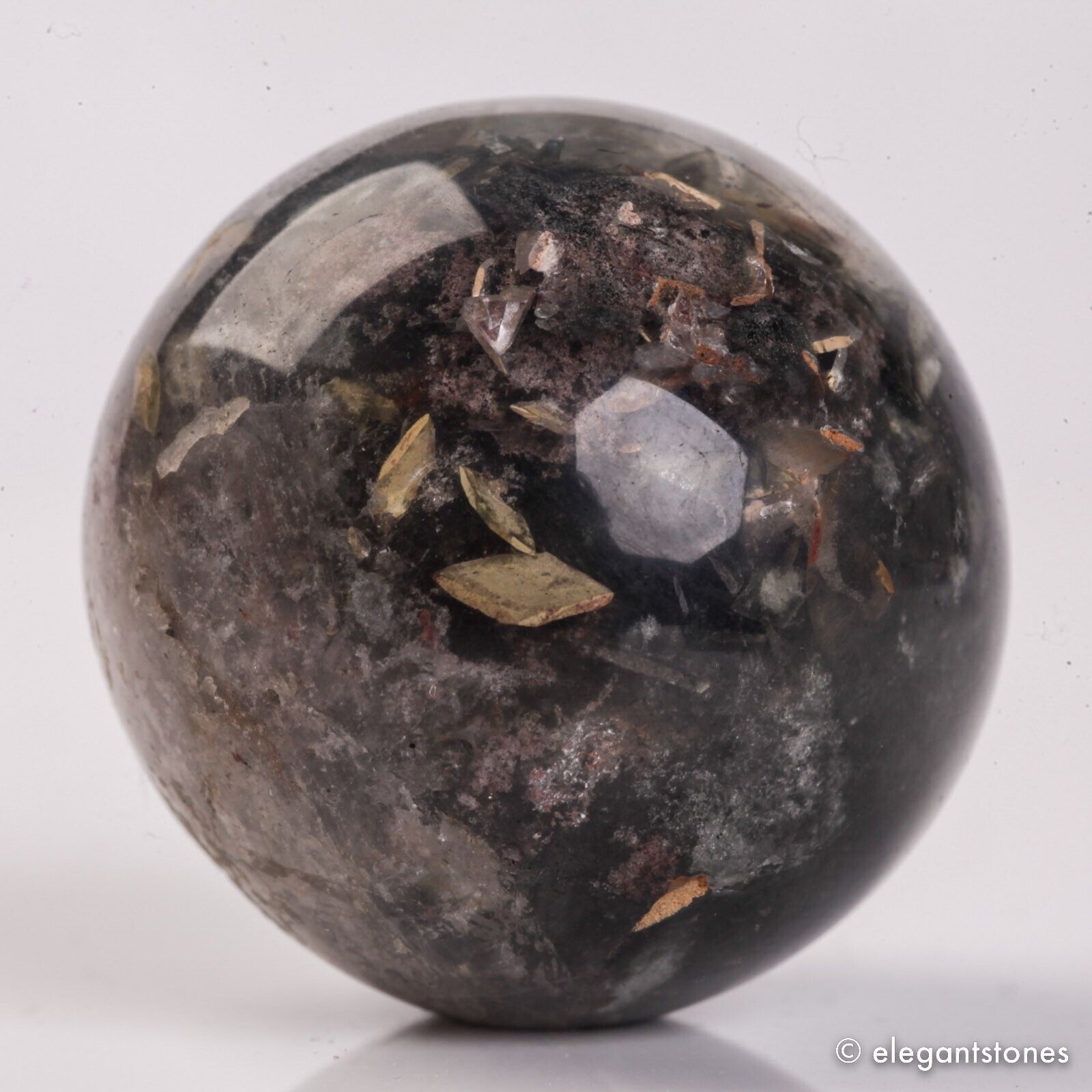 43g31mm Natural Garden/Phantom/Ghost/Lodolite Quartz Crystal Sphere Healing Ball