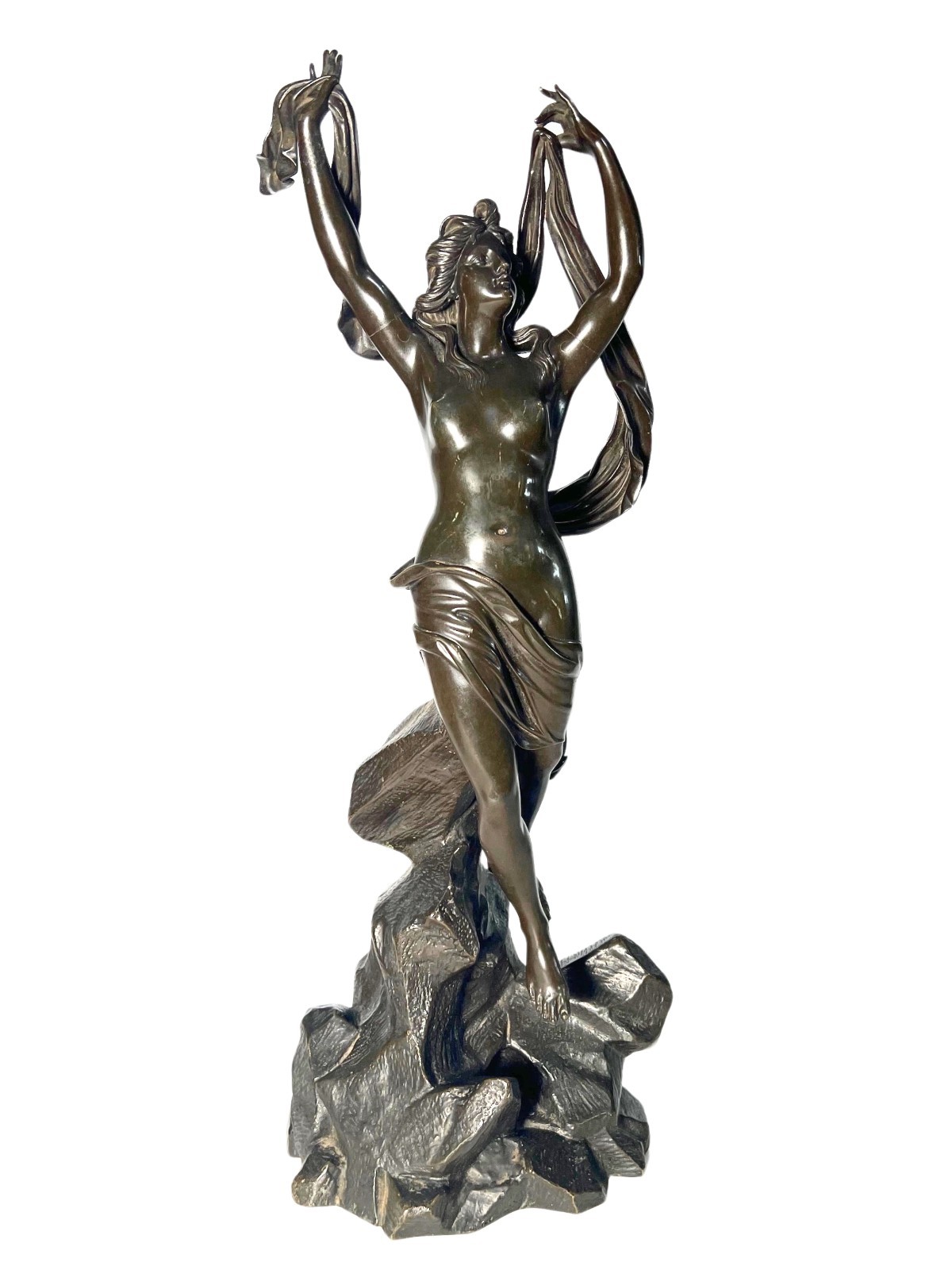 AN ENGLISH PATINATED BRONZE FIGURE OF A LADY BY J.A HATFIELD SIGNED AN ENGLISH PATINATED BRONZE FIGURE OF A LADY BY J.A HATFIELD SIGNED