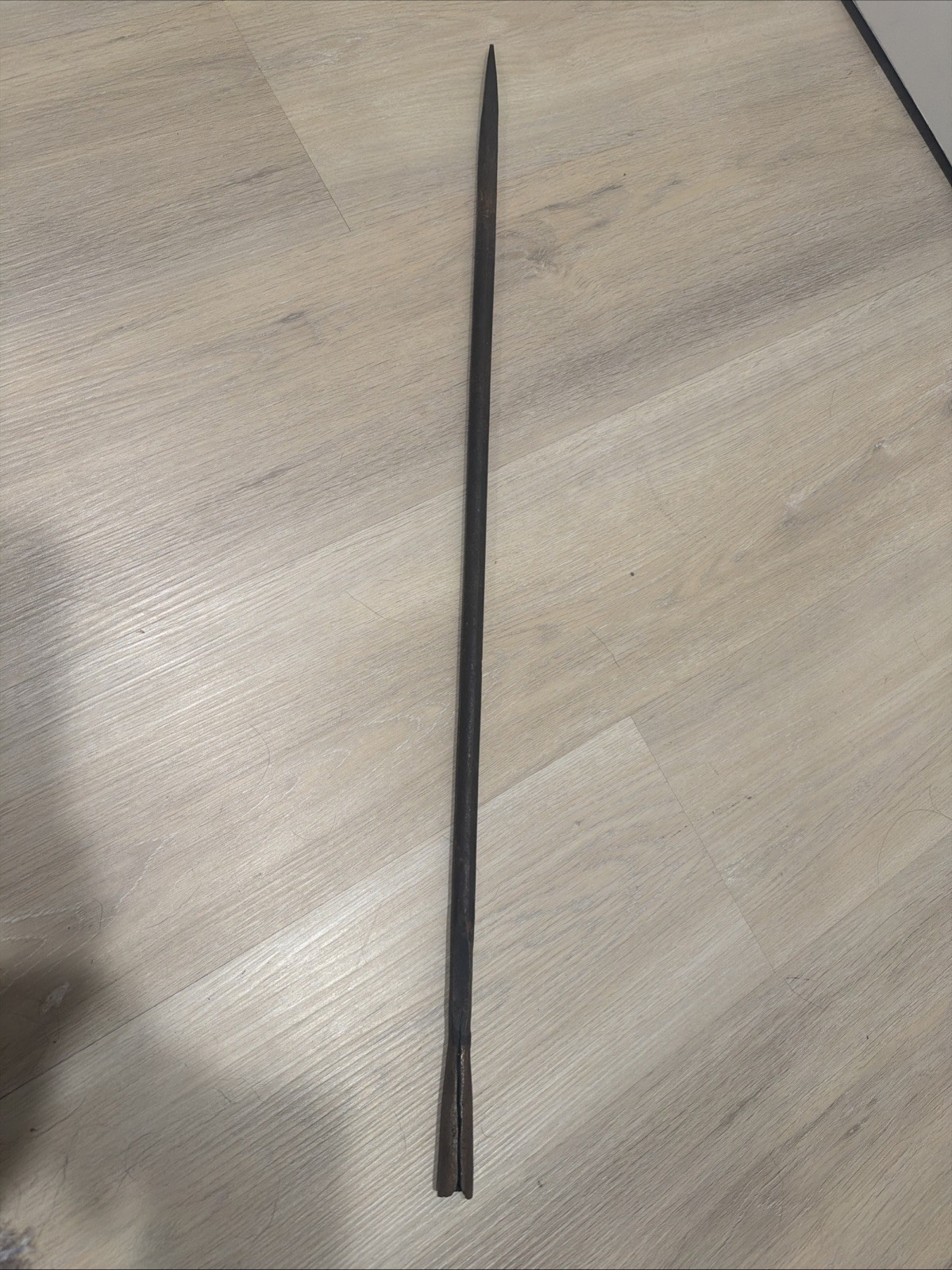 Antique 19thC African Hand Forged Iron Spearhead Zulu Assegai Artifact , 29” Antique 19thC African Hand Forged Iron Spearhead Zulu Assegai Artifact , 29”