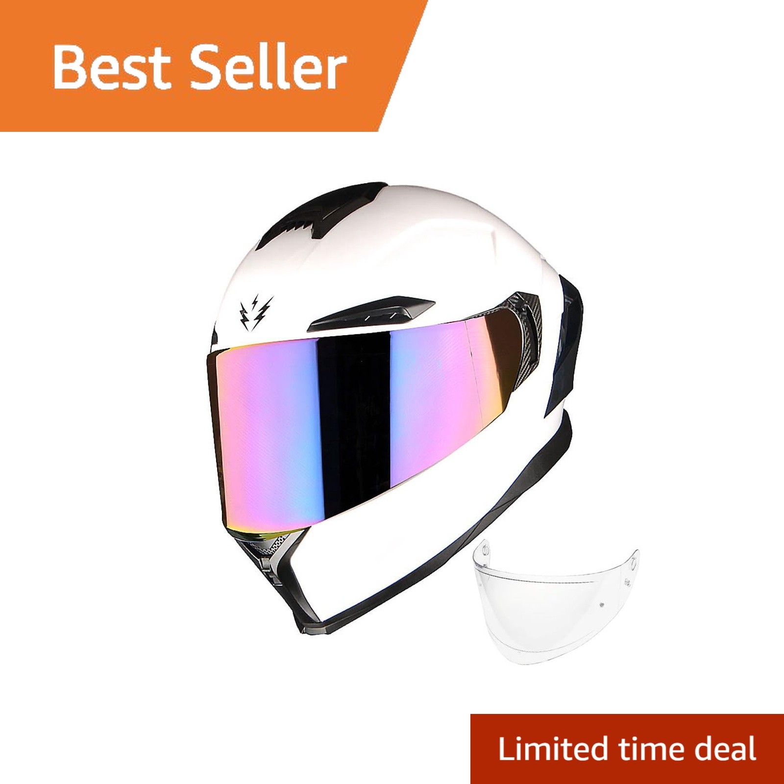 1Storm Motorcycle Helmet Glossy White Large