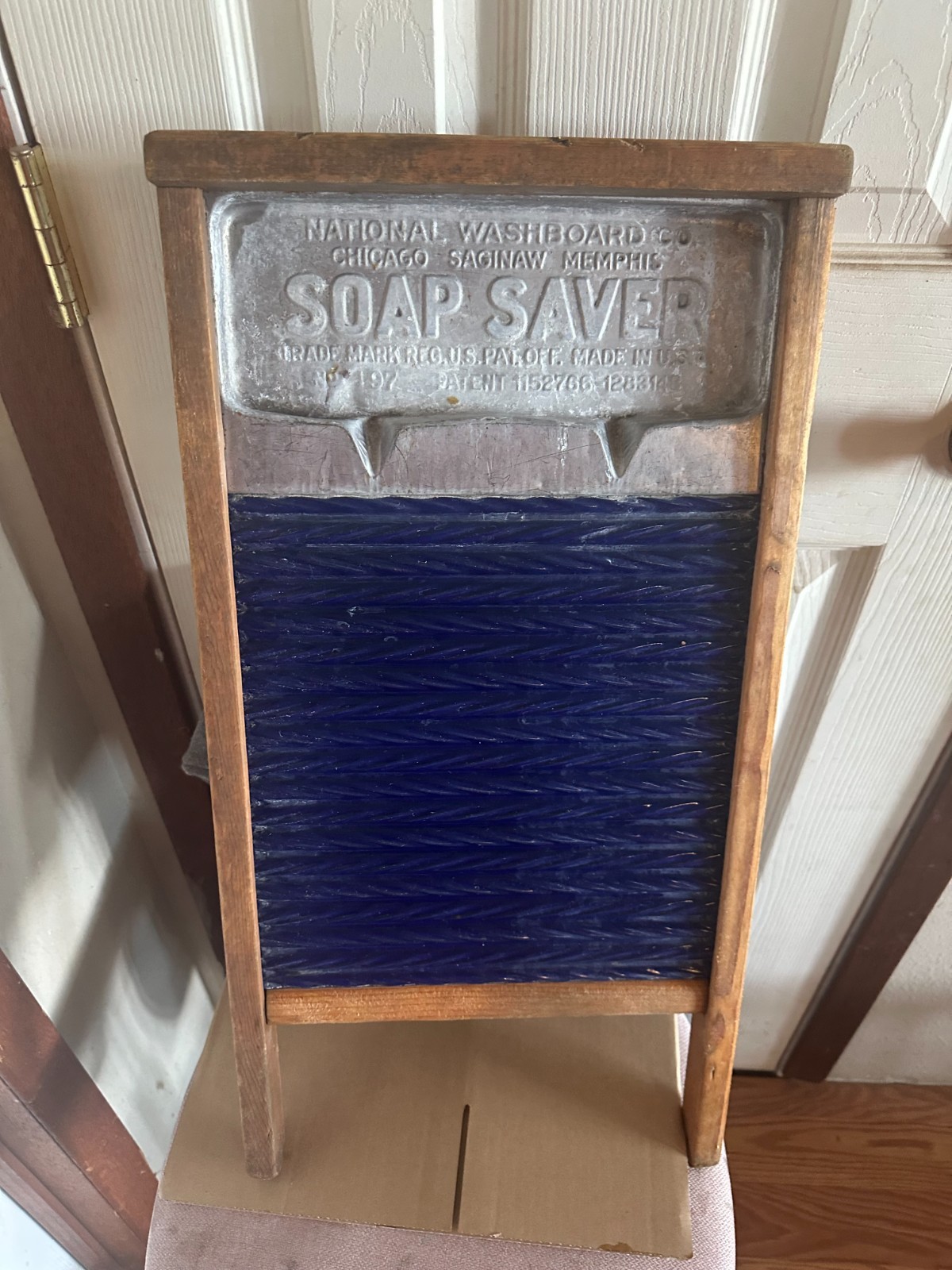 antique blue porcelain soap saver wash board national brand