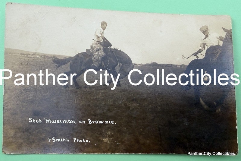 c1910s Antique RPPC Photo Stub On Brownie Horse Riding Cowboy Western c1910s Antique RPPC Photo Stub On Brownie Horse Riding Cowboy Western