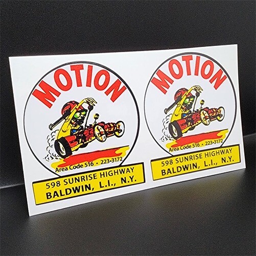 Pair of BALDWIN MOTION PERFORMANCE Vintage Style DECALS / Vinyl STICKERS