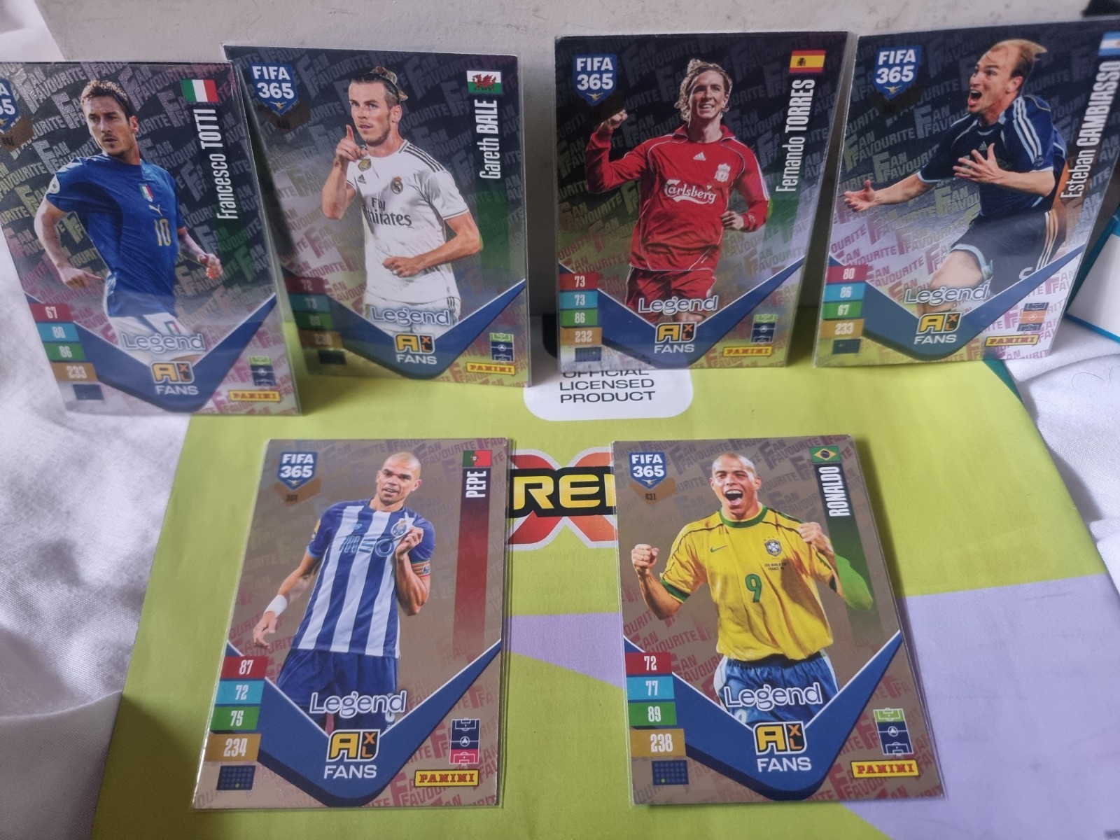Panini Adrenalyn XL FIFA 365 Legend Ronaldo Totti Bale Torres Pepe 6 Card Lot