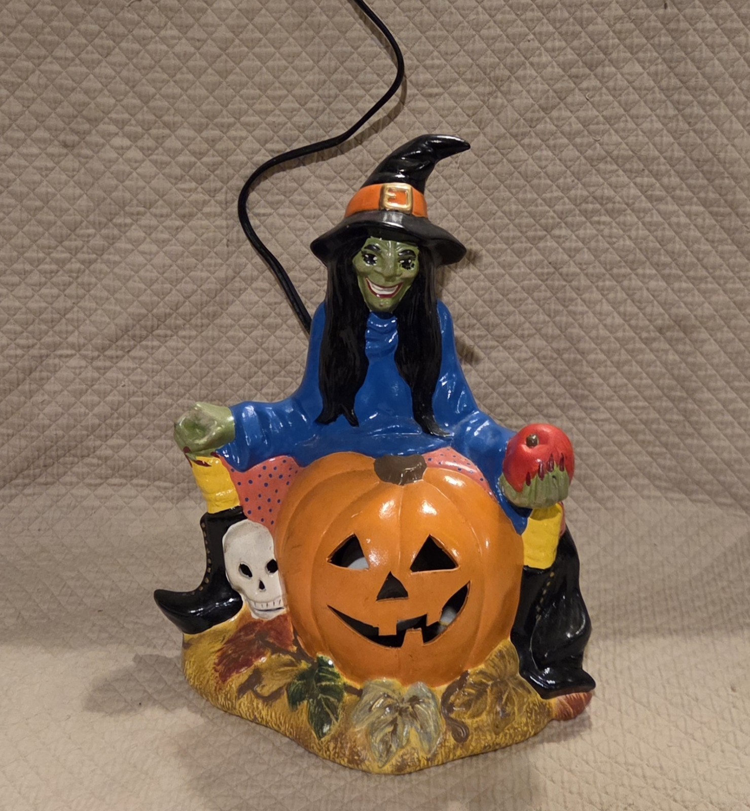 Witch Pumpkin Ceramic Light Halloween Fall Creepy Scary Works Skull Vintage Witch Pumpkin Ceramic Light Halloween Fall Creepy Scary Works Skull Vintage