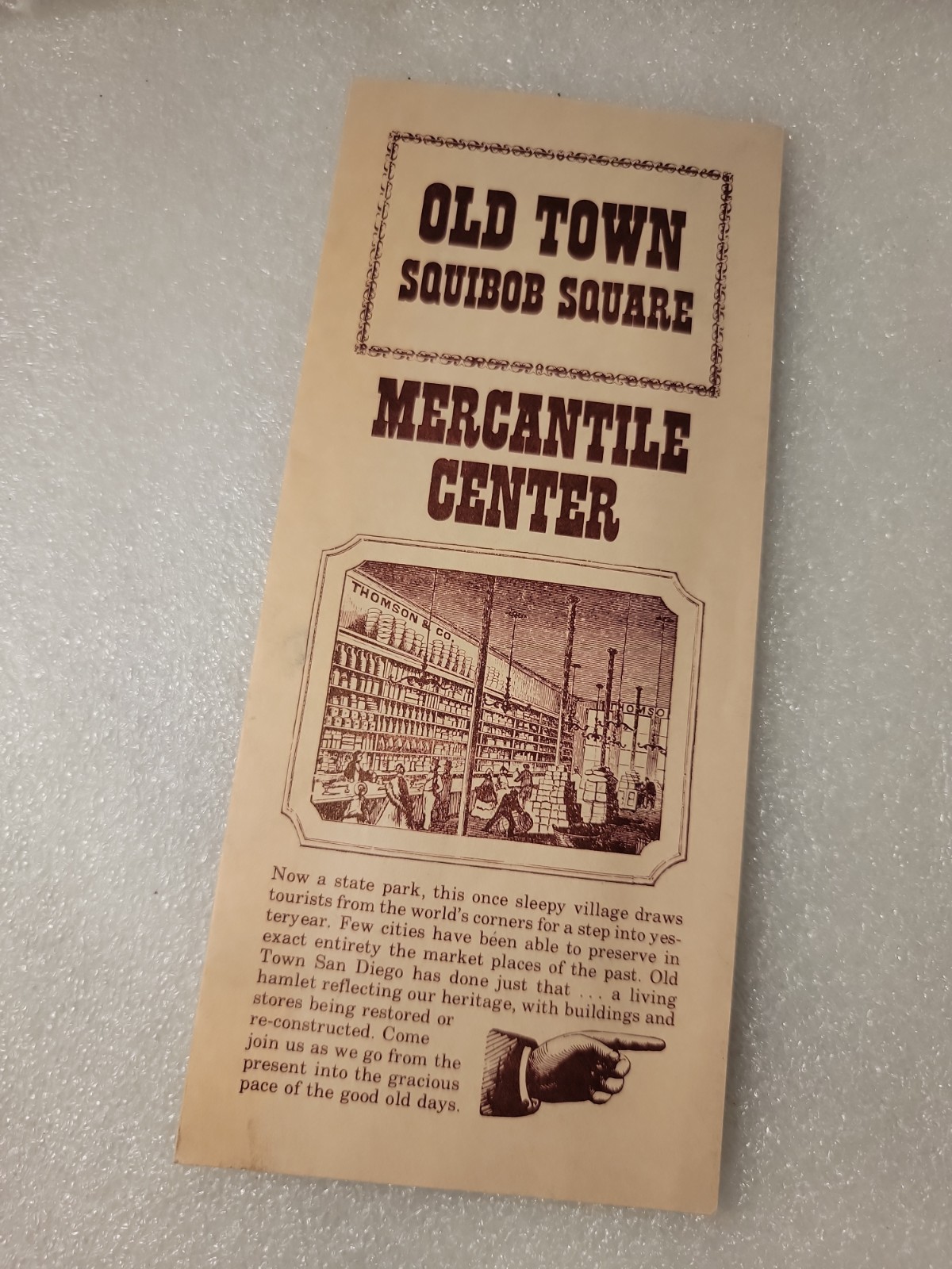 RARE Vintage Old Town Squibob Square Mercantile Center brochure RARE Vintage Old Town Squibob Square Mercantile Center brochure