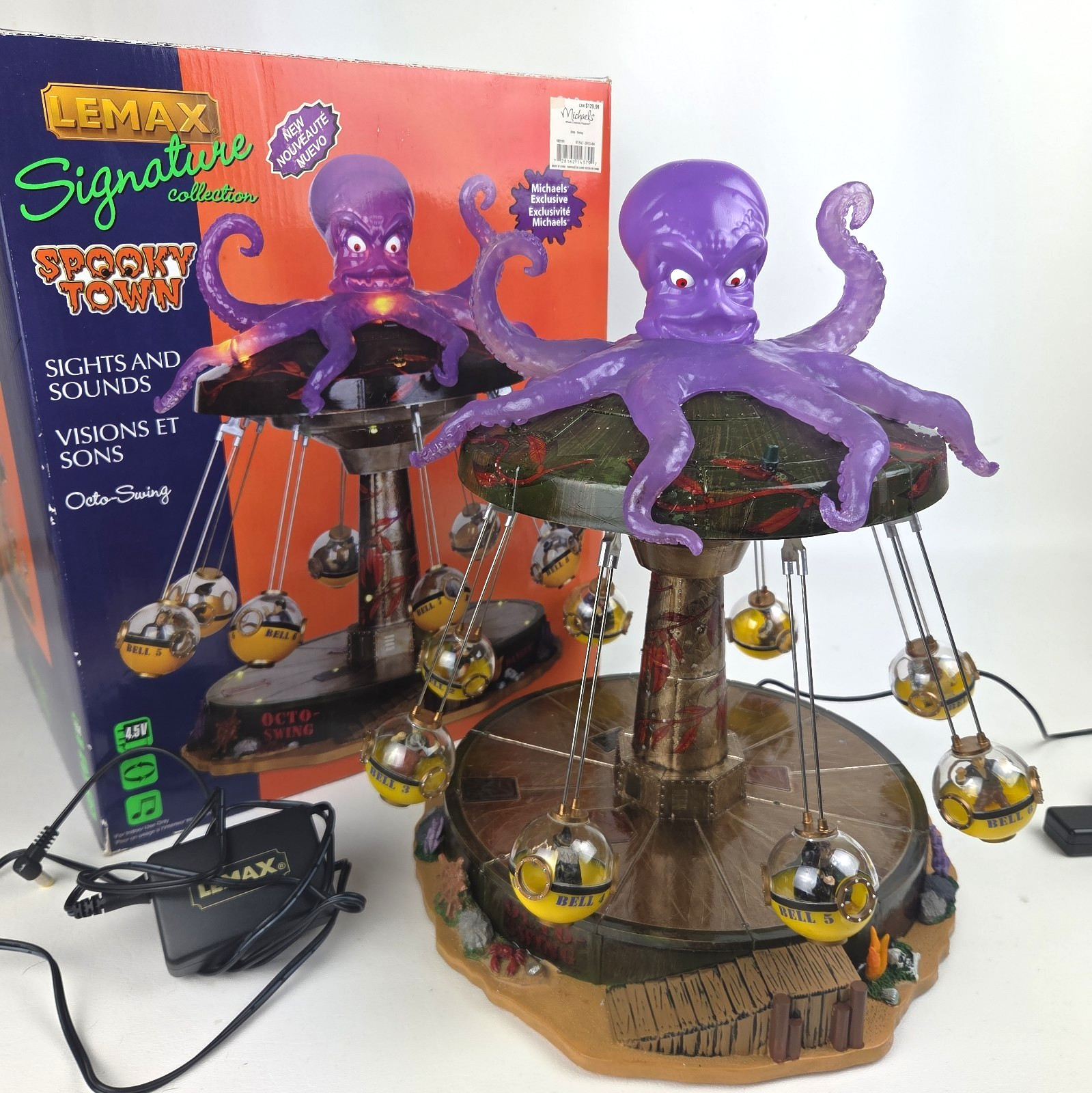 Lemax Spooky Town Octo-Swing 14379 Lights Sounds Animated Carnival Ride Tested Lemax Spooky Town Octo-Swing 14379 Lights Sounds Animated Carnival Ride Tested
