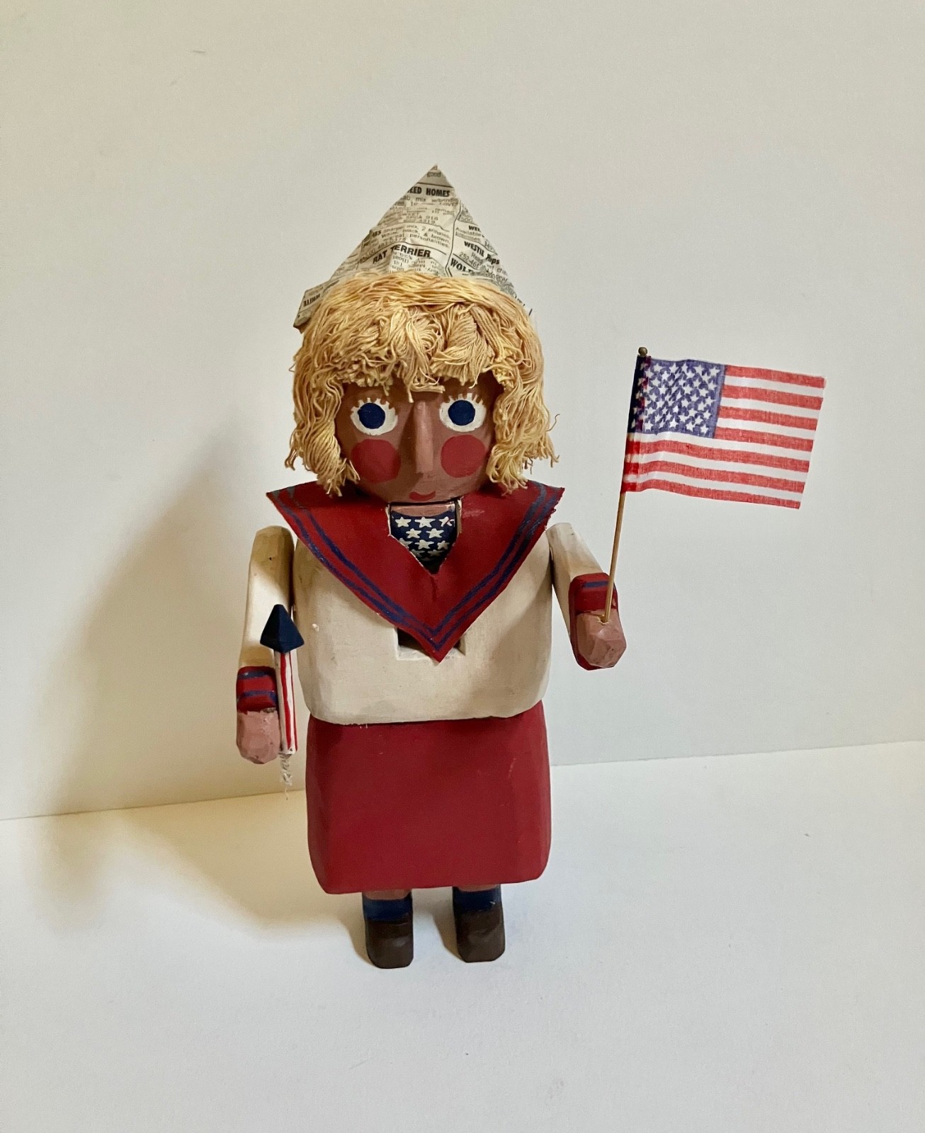 Mary Myers Hand Carved 4th of July Nutcracker Folk Art Signed #12 Made in 2000