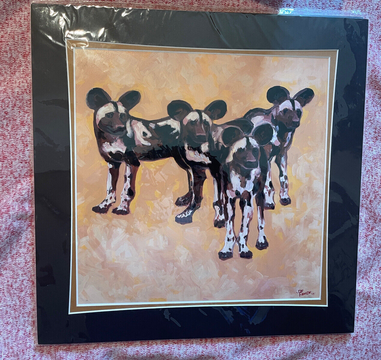 Disney Parks Art Animal Kingdom African Wild Dogs By Joe Rohde Print 16” x 16”