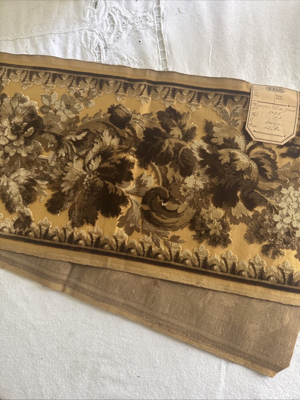 Vintage Antique Victorian Edwardian Chiseled Velvet Border Fabric N.O.S. Vintage Antique Victorian Edwardian Chiseled Velvet Border Fabric N.O.S.