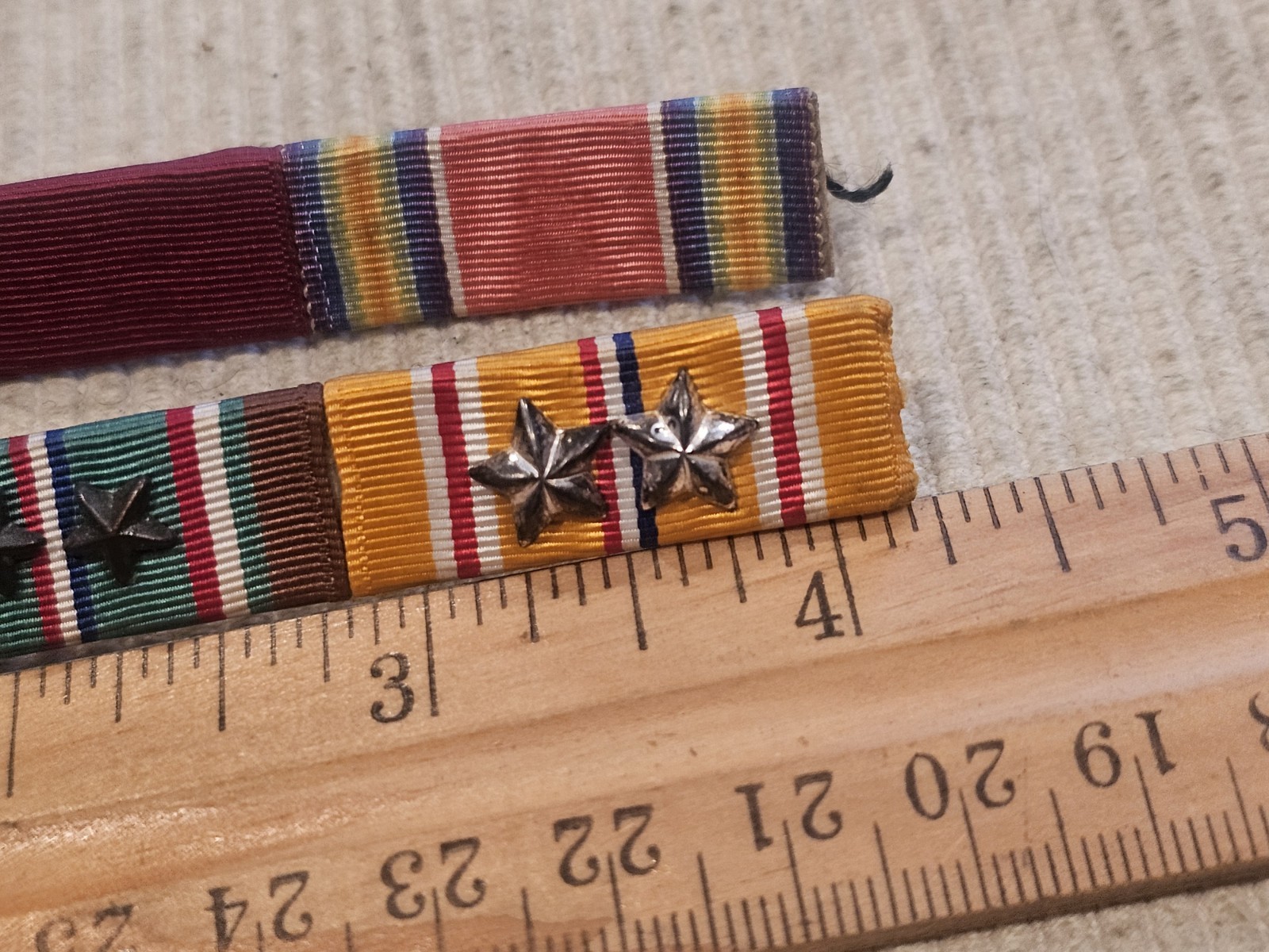 WWII USN Navy Vaulted Scarce Decoration Stars Hand Made Ribbon Bar Set L@@K