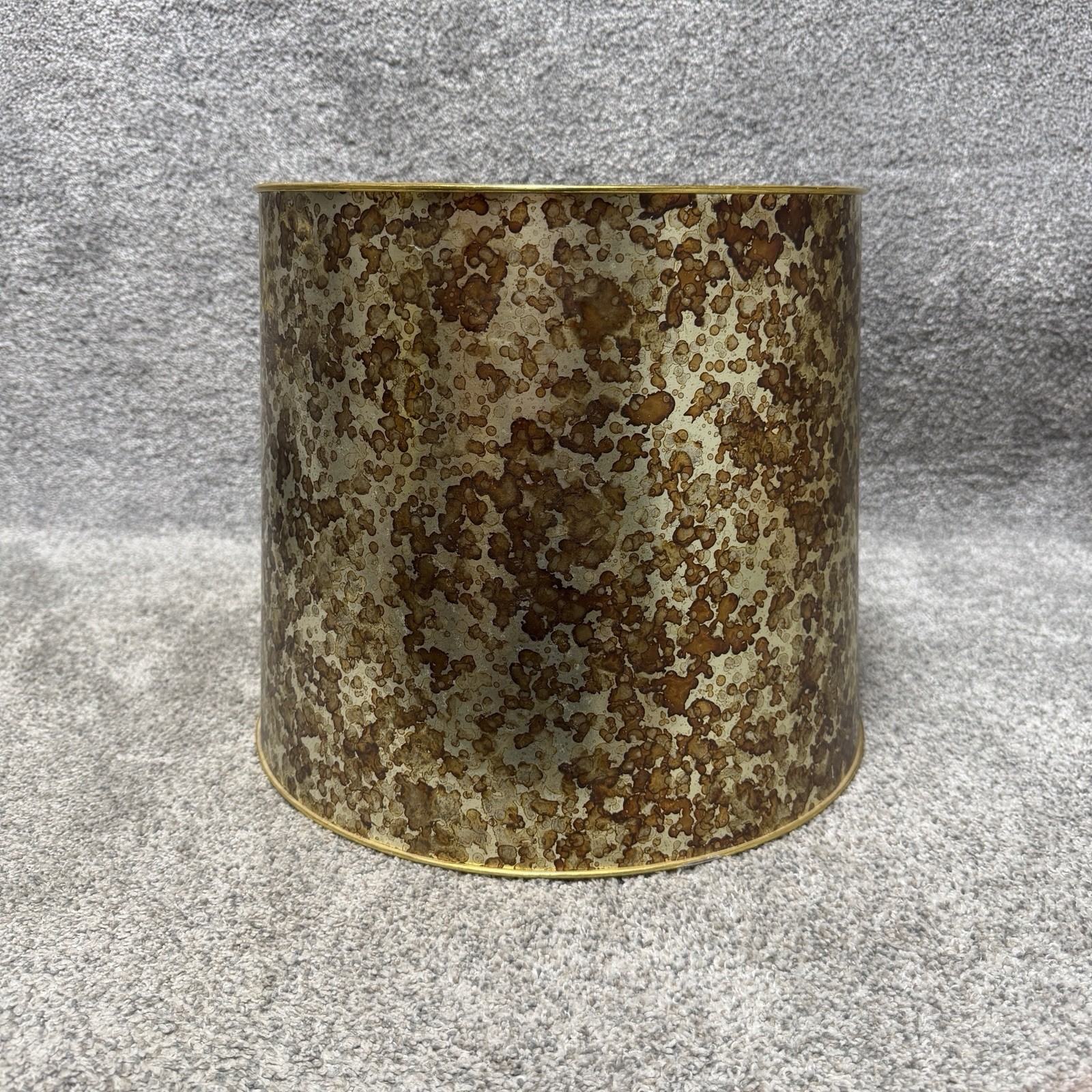 Vintage MCM Mottled Drum Lamp Shade Spider Fitter Metallic Retro Decor Vintage MCM Mottled Drum Lamp Shade Spider Fitter Metallic Retro Decor