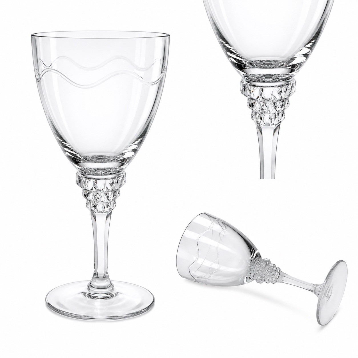 Tiffin Franciscan Rose Marie Etched Crystal Wine Glasses Set 6 Vintage MCM 7.5” Tiffin Franciscan Rose Marie Etched Crystal Wine Glasses Set 6 Vintage MCM 7.5”