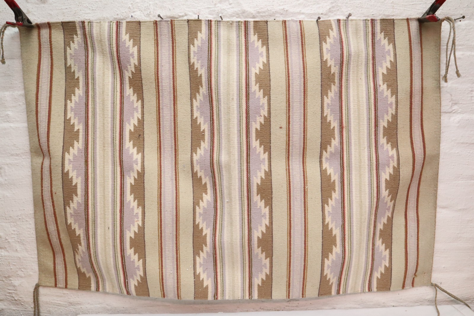 ATQ LARGE Navajo Rug Native American Indian Weaving 37x25 Wide Ruins Striped Vtg ATQ LARGE Navajo Rug Native American Indian Weaving 37x25 Wide Ruins Striped Vtg