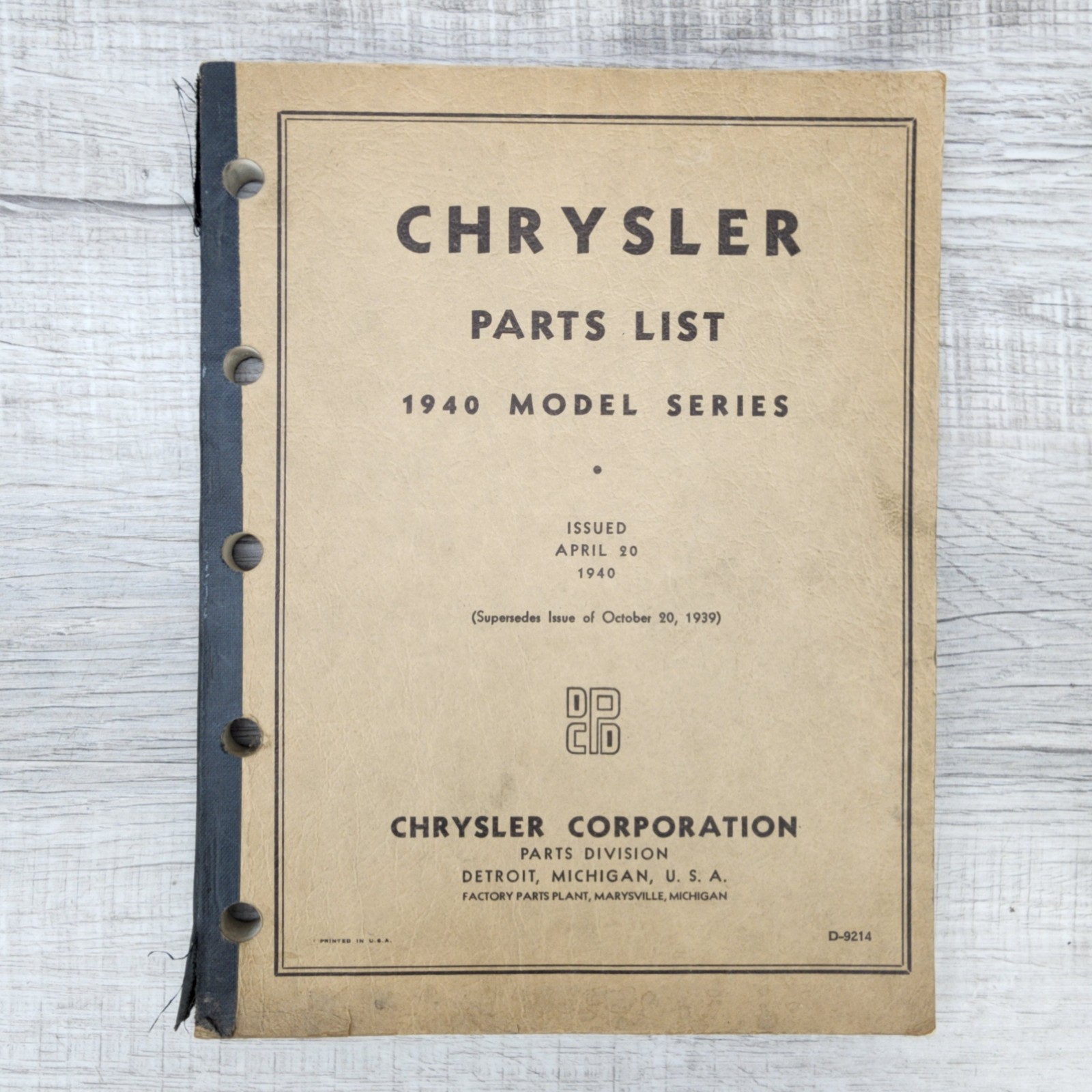 Vintage Chrysler Parts List 1940 Model Series New Yorker Windsor Imperial Manual Vintage Chrysler Parts List 1940 Model Series New Yorker Windsor Imperial Manual