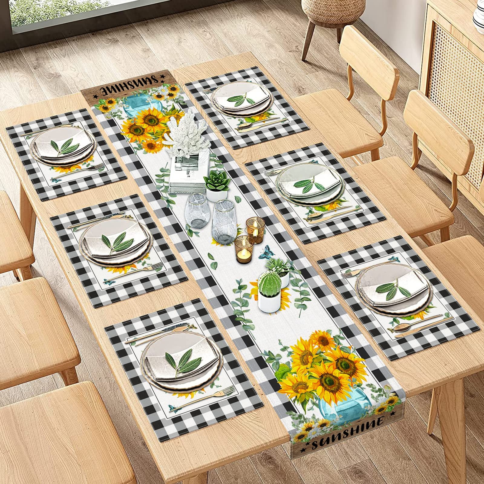 ArtSocket Table Runner and Placemats Set of 6 Sunflower Buffalo ArtSocket Table Runner and Placemats Set of 6 Sunflower Buffalo